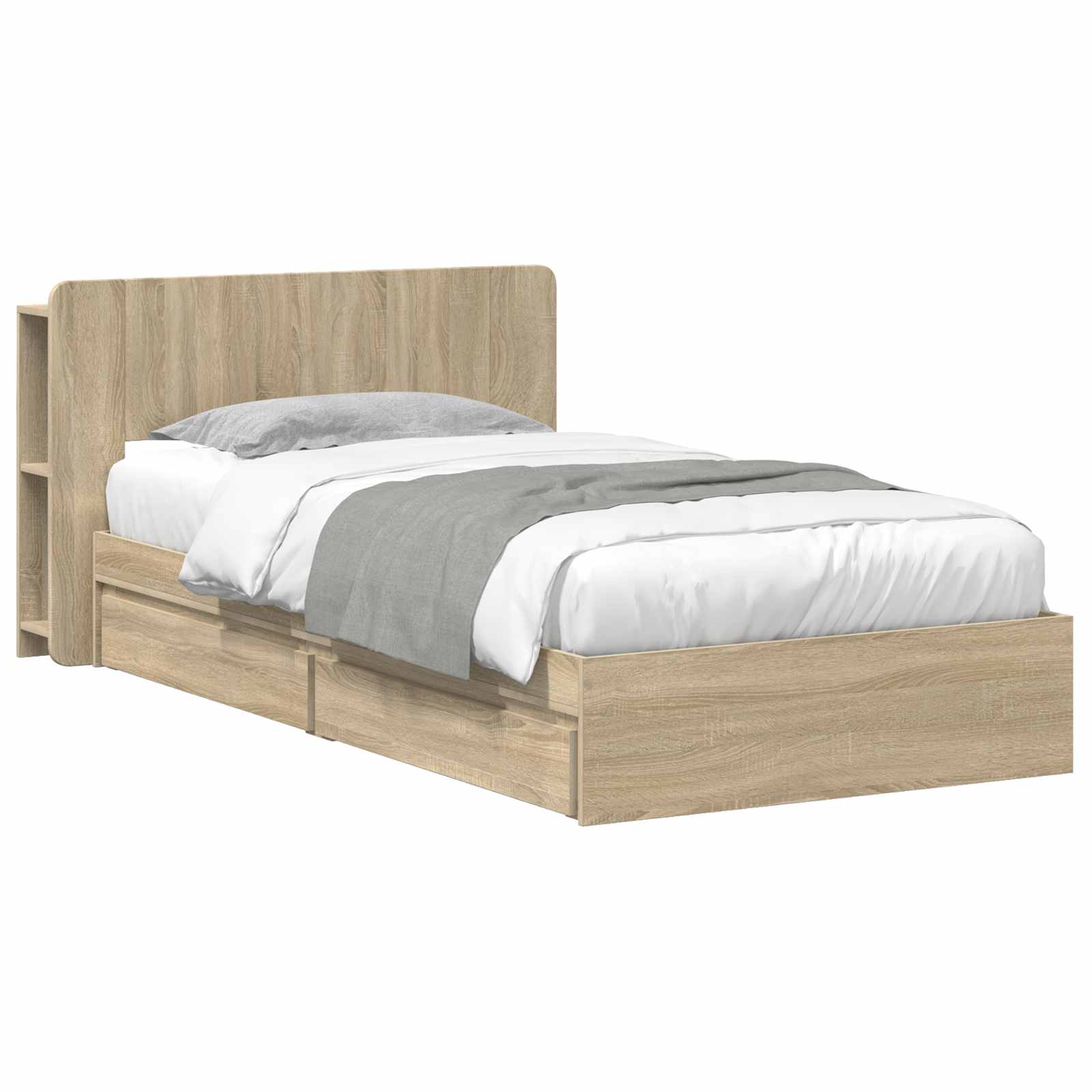 Okvir kreveta s pohranom s ladicama Hrast sonoma 75 x 190 cm