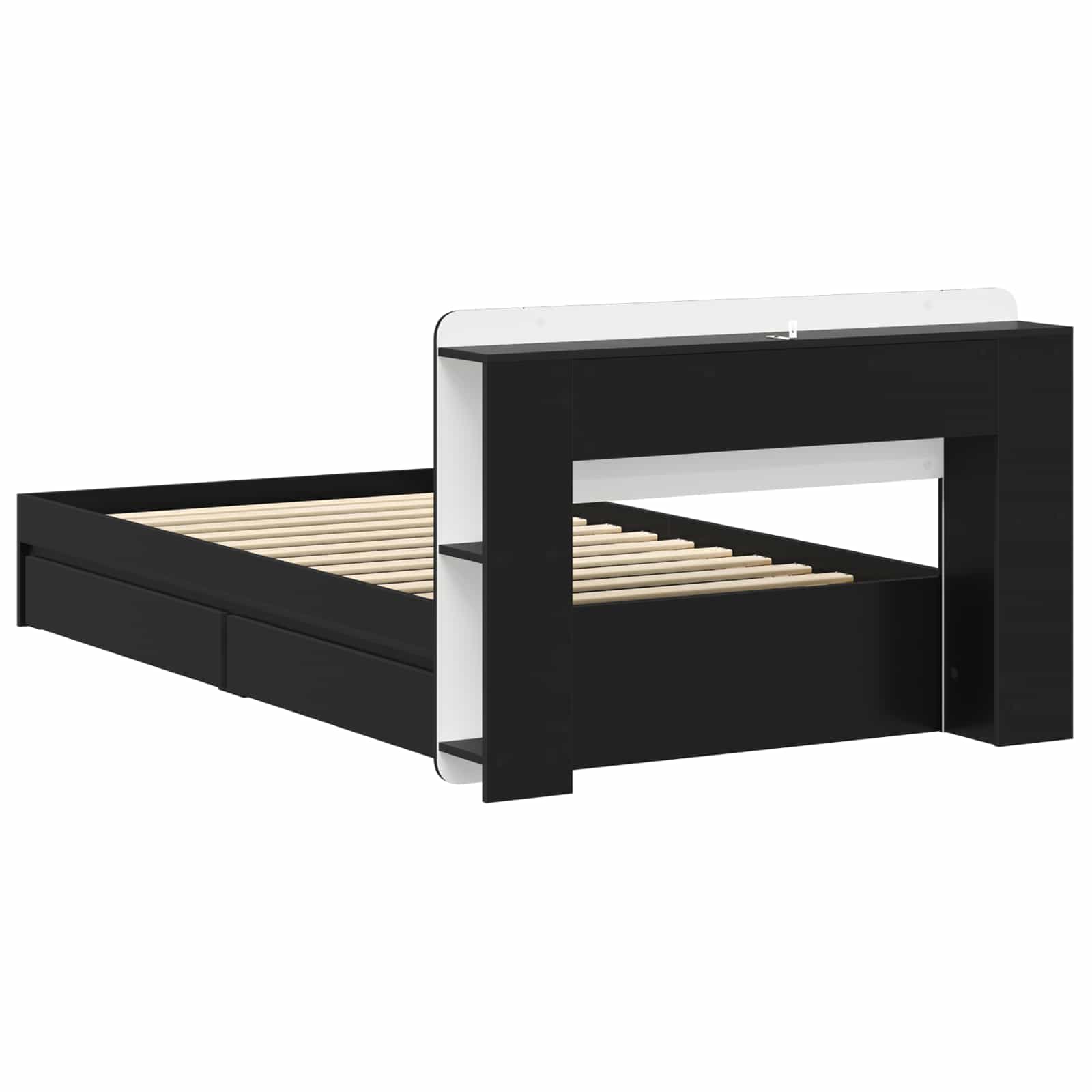 Okvir kreveta s pohranom Crna 90 x 190 cm Konstruirano drvo