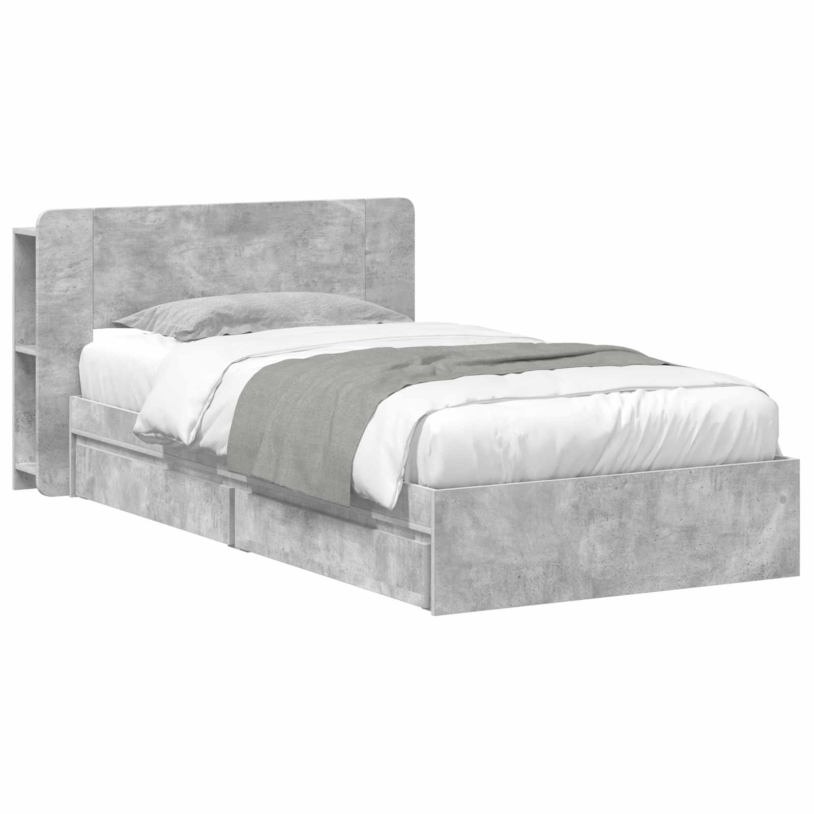 Okvir kreveta s pohranom s ladicama Betonska siva 90 x 190 cm