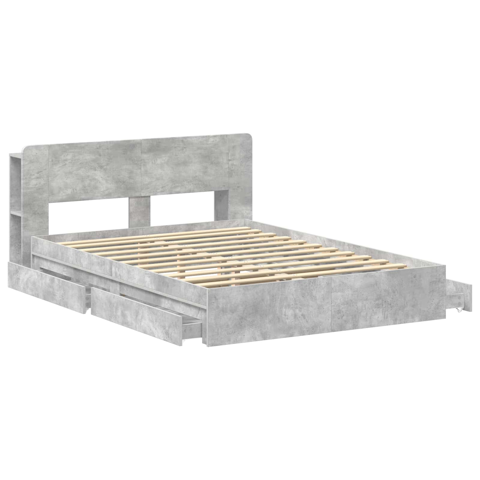 Okvir kreveta s pohranom s ladicama Betonska siva 150 x 200 cm