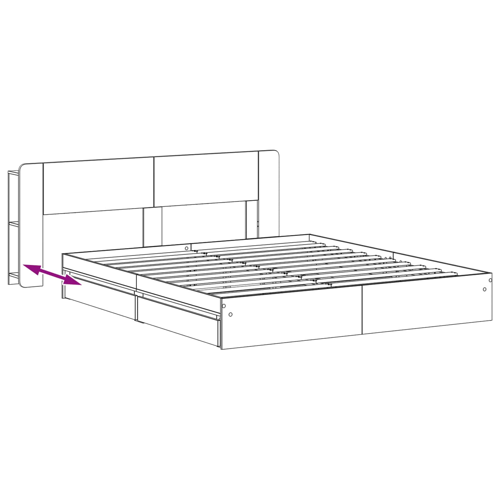 Okvir kreveta s pohranom Crna 200 x 200 cm Konstruirano drvo
