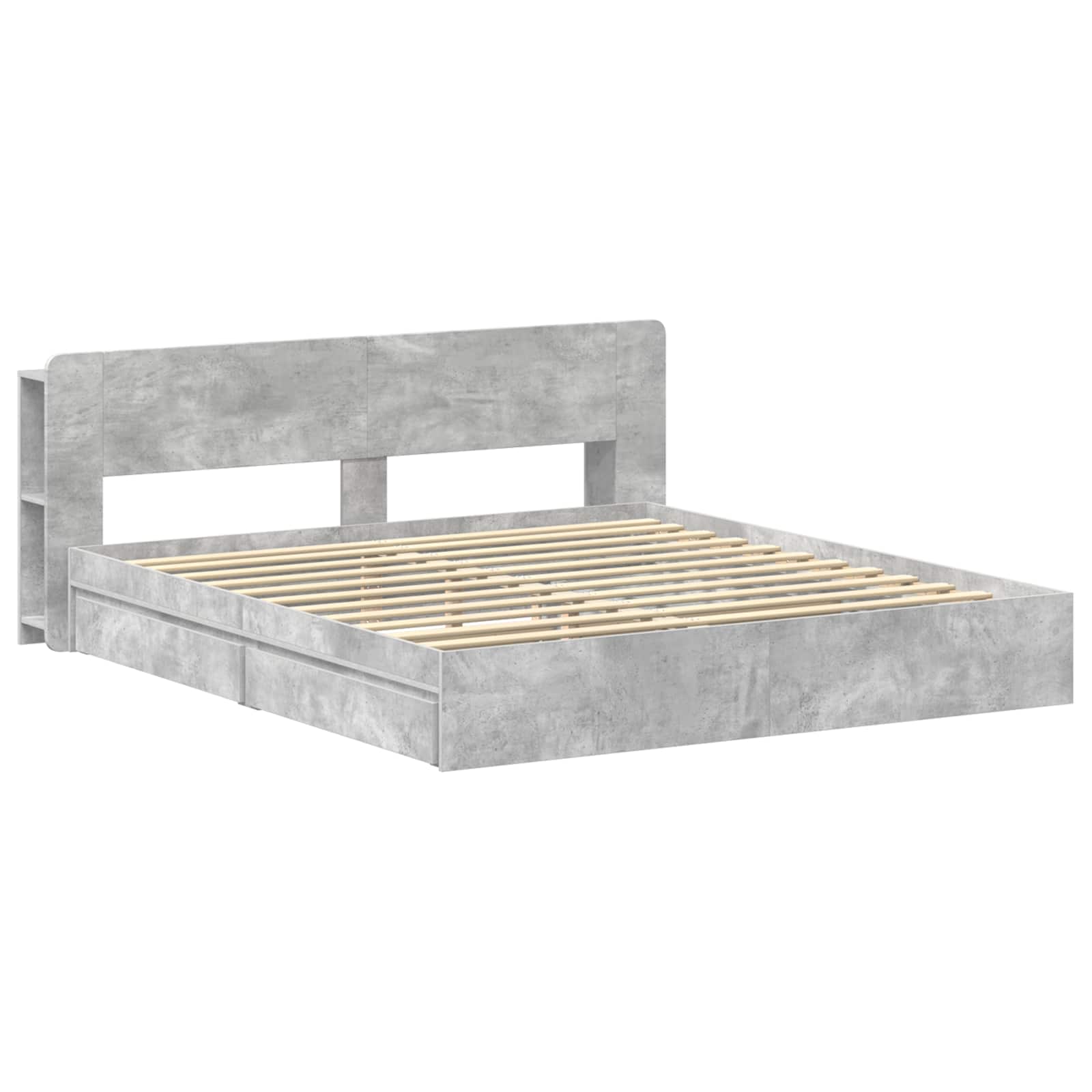 Okvir kreveta s pohranom s ladicama Betonska siva 200 x 200 cm