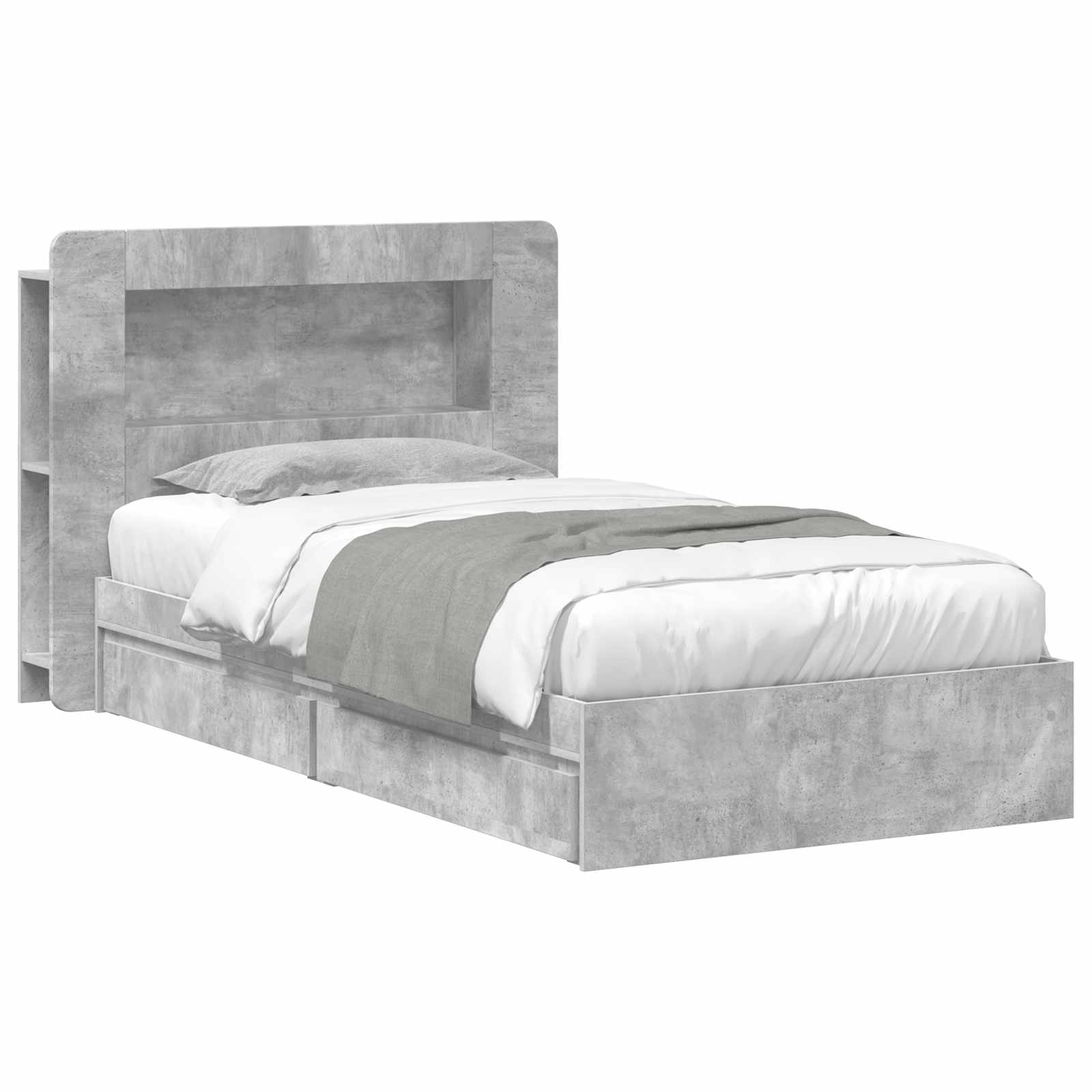 Okvir kreveta s pohranom s ladicama Betonska siva 75 x 190 cm