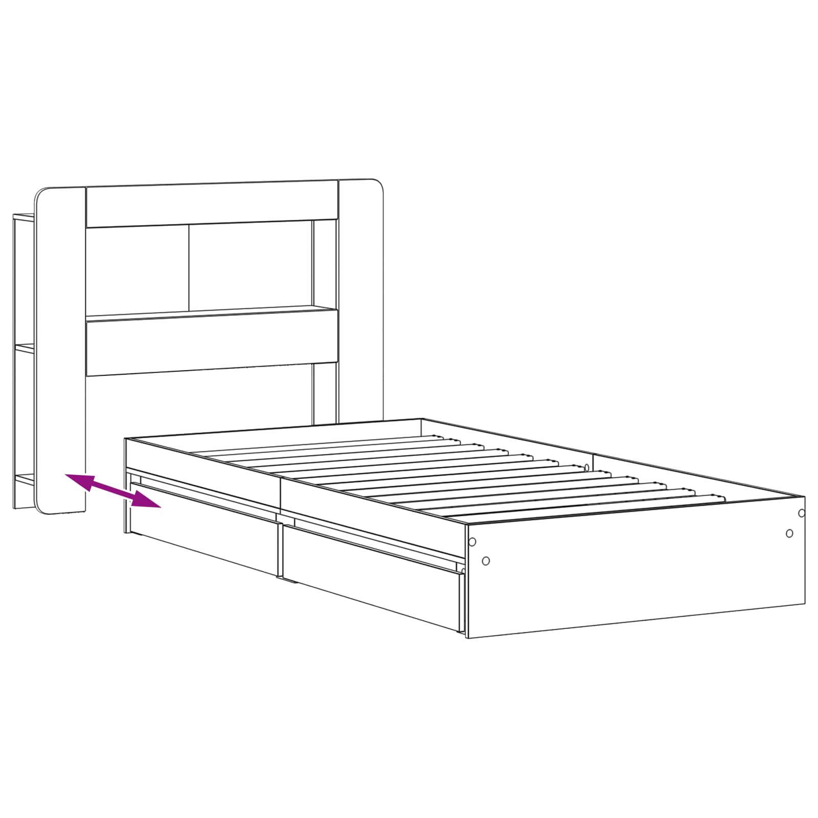 Okvir kreveta s pohranom Crna 90 x 190 cm Konstruirano drvo