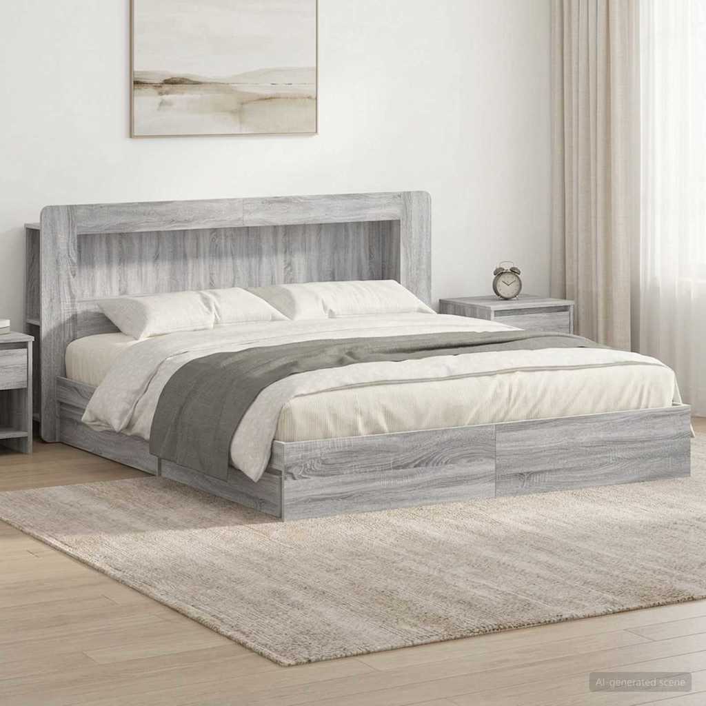 Okvir kreveta s pohranom s ladicama Siva Sonoma 200 x 200 cm