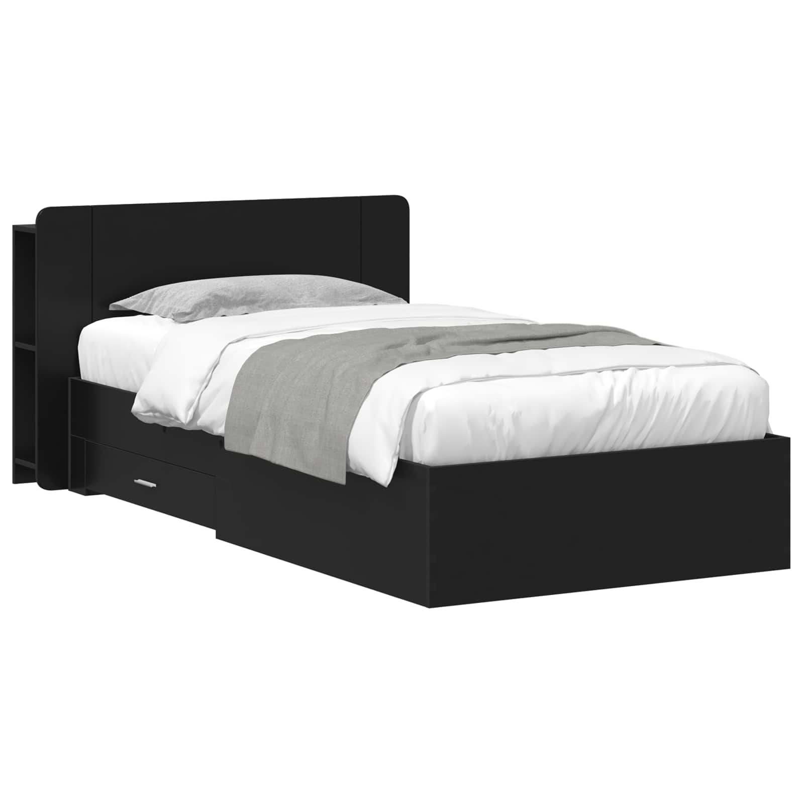 Okvir kreveta s pohranom Crna 75 x 190 cm Konstruirano drvo
