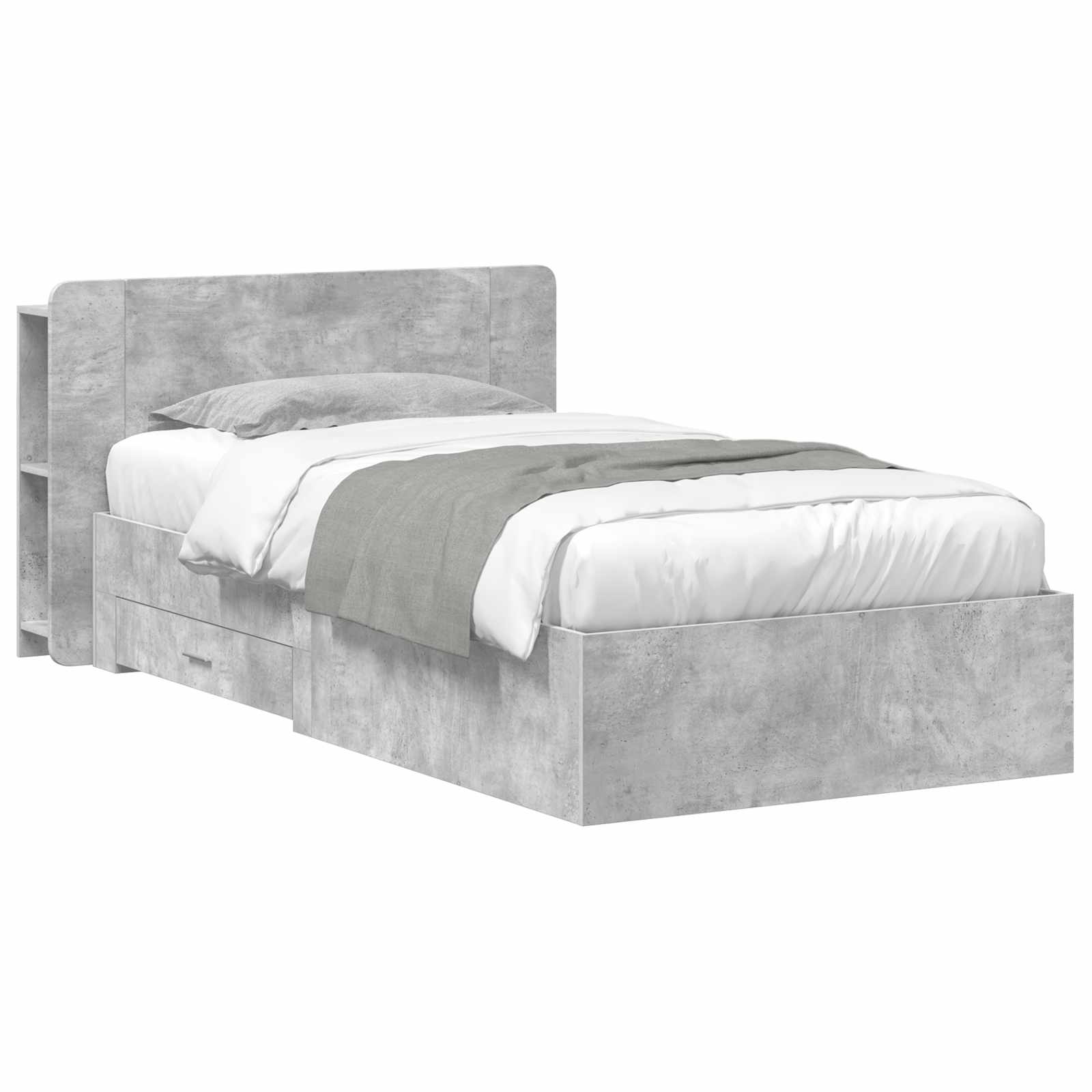 Okvir kreveta s pohranom s uzglavljem Betonska siva 80 x 200 cm