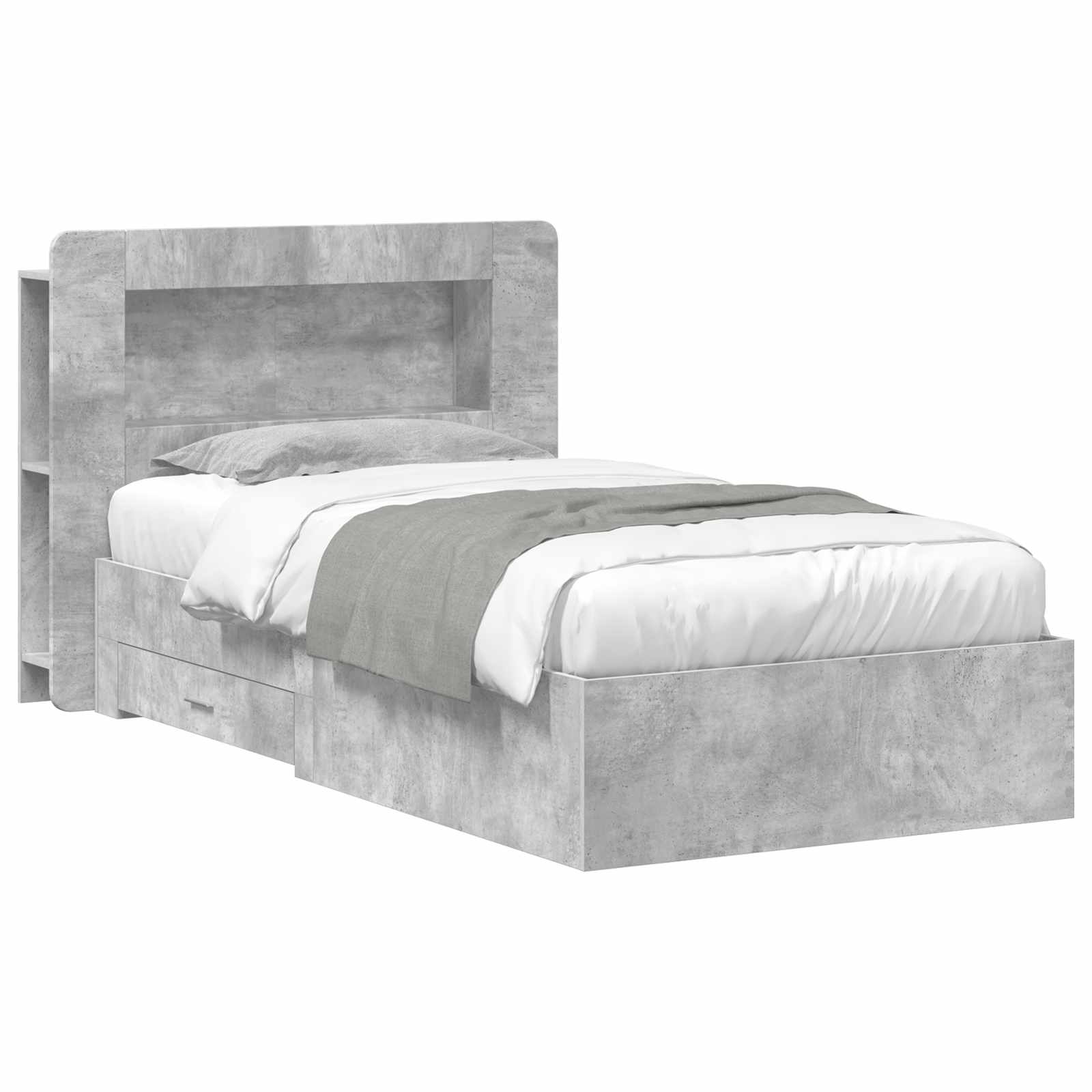 Okvir kreveta s pohranom s uzglavljem Betonska siva 80 x 200 cm