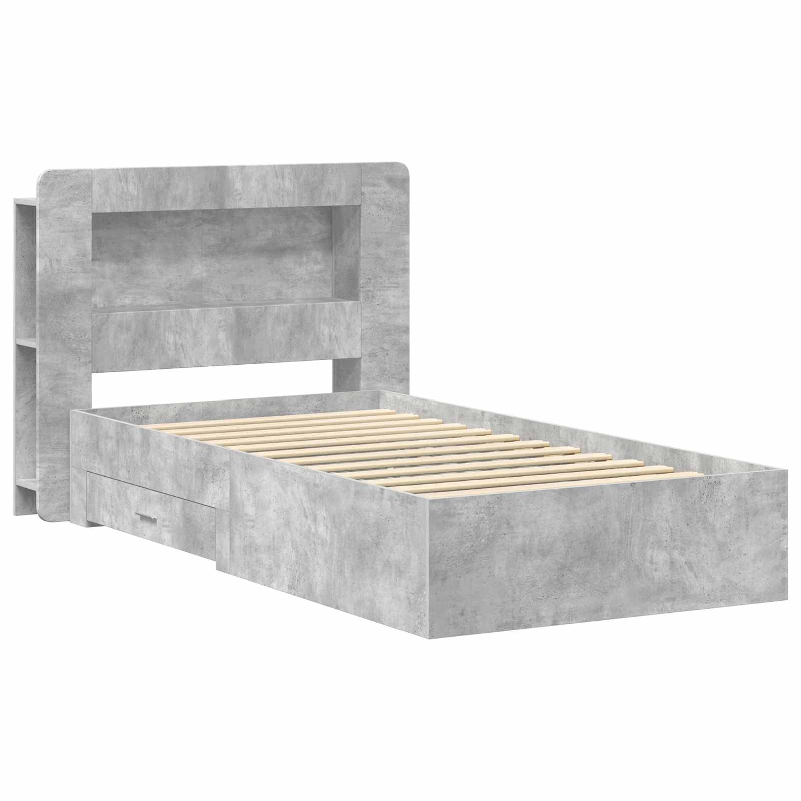 Okvir kreveta s pohranom s uzglavljem Betonska siva 80 x 200 cm
