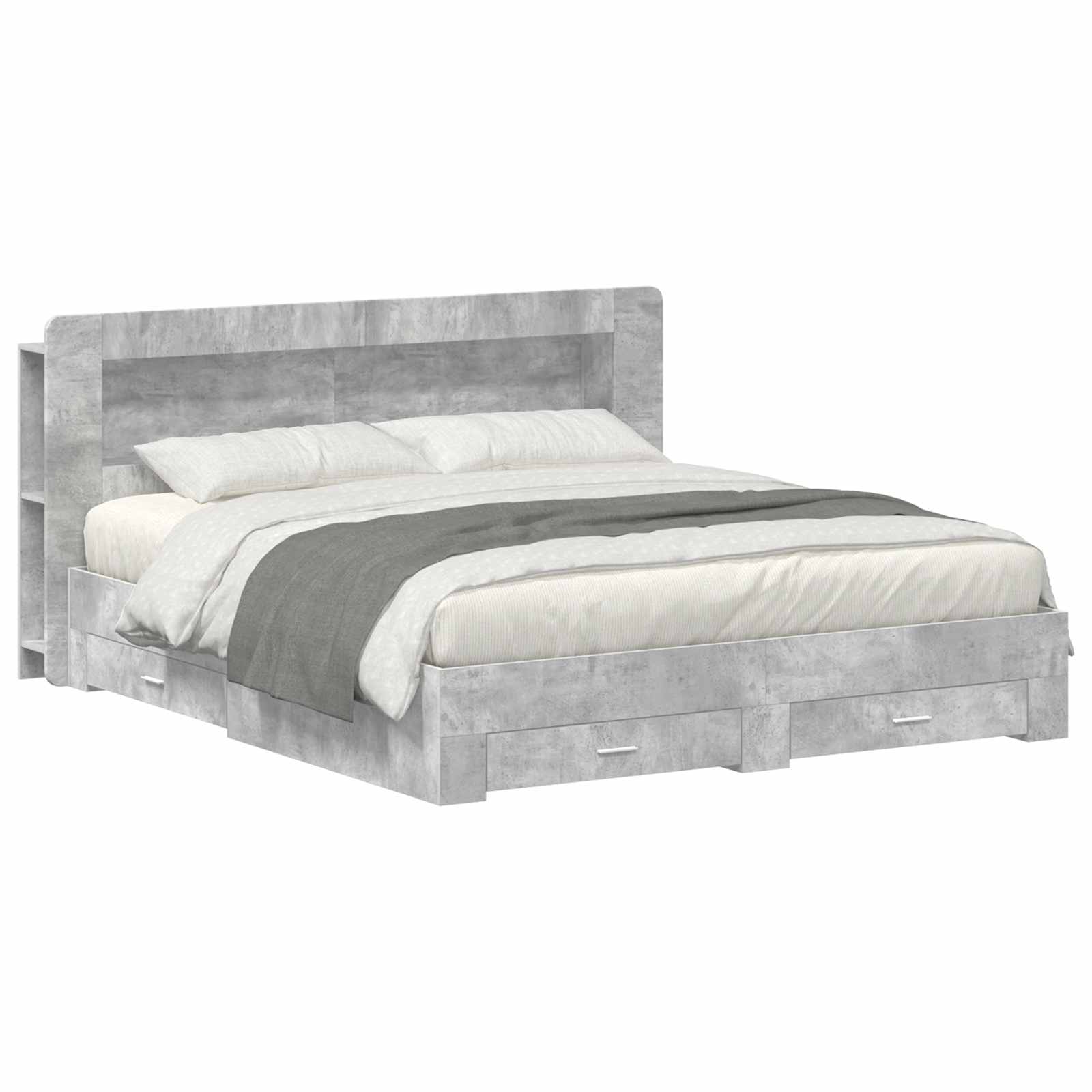 Okvir kreveta s pohranom Betonska siva 200 x 200 cm