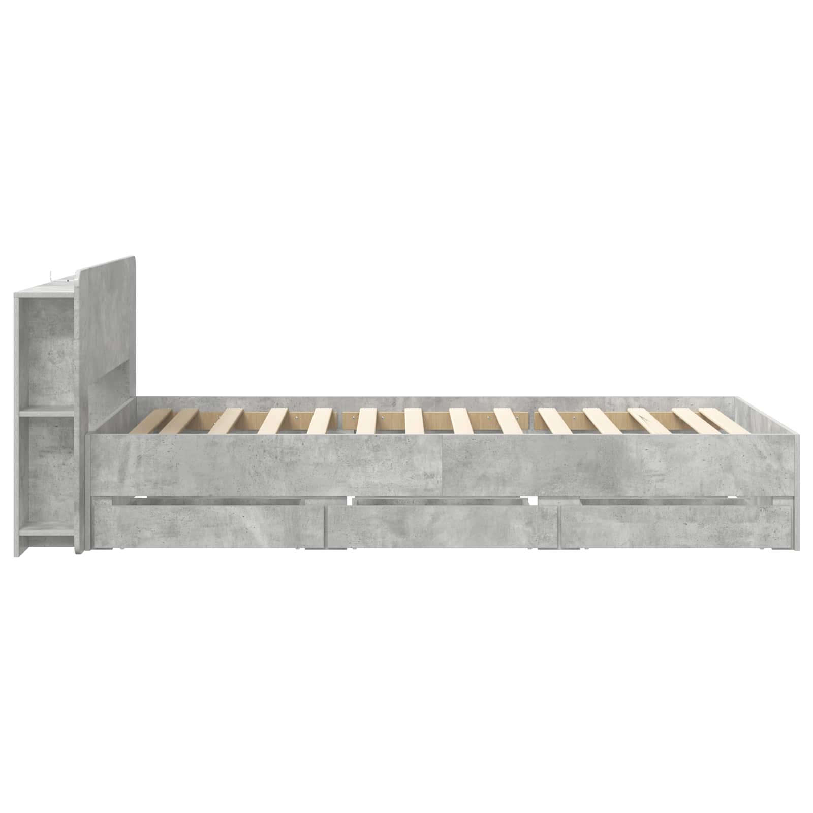 Okvir kreveta s pohranom s uzglavljem Betonska siva 75 x 190 cm