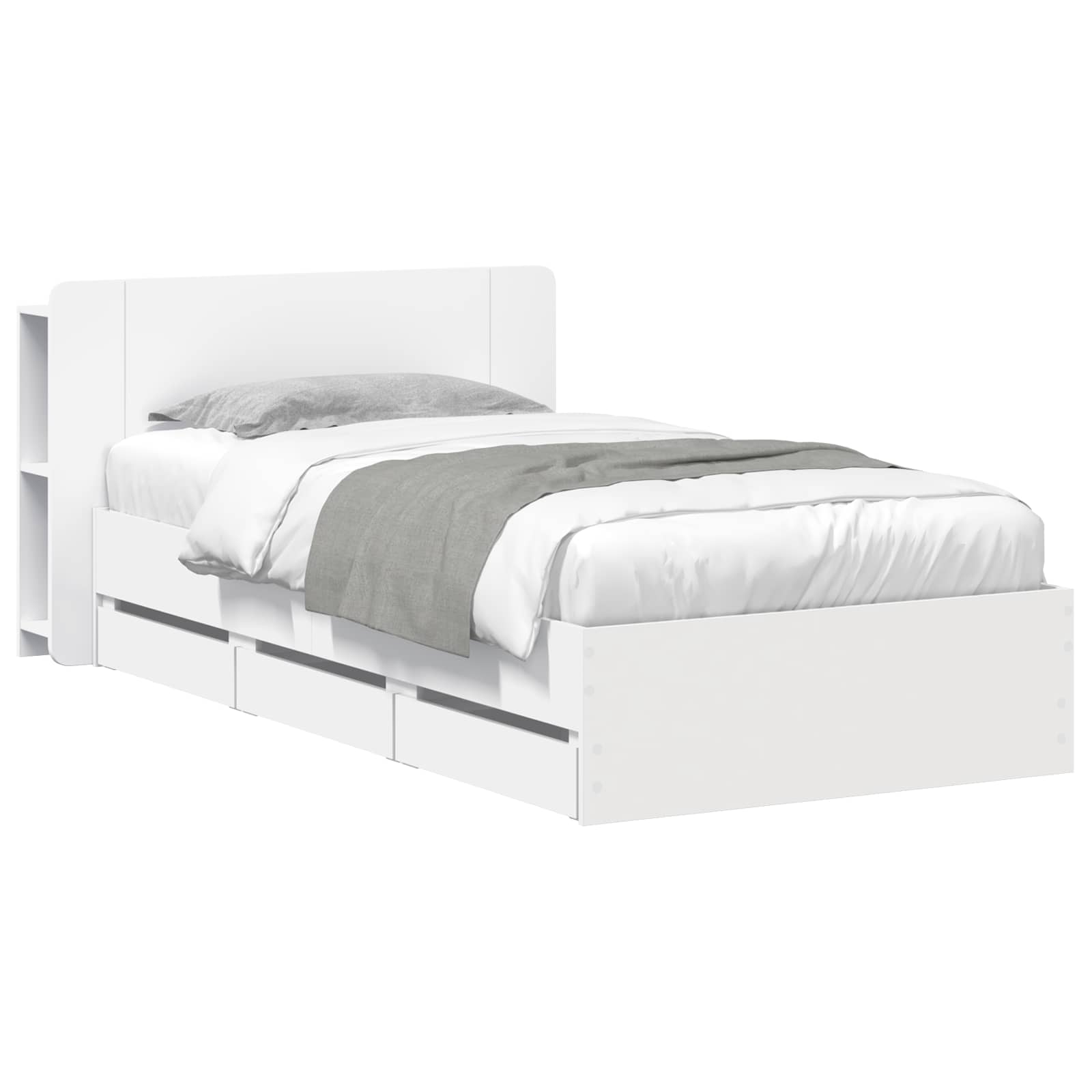 Okvir kreveta s pohranom Bijela 75 x 190 cm Konstruirano drvo