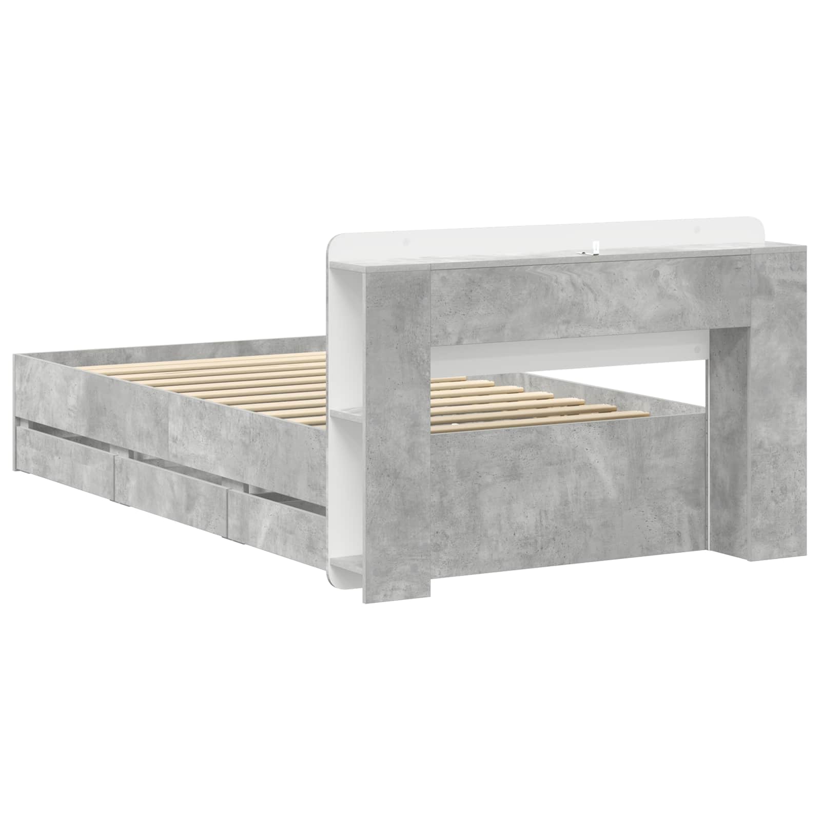 Okvir kreveta s pohranom s uzglavljem Betonska siva 80 x 200 cm