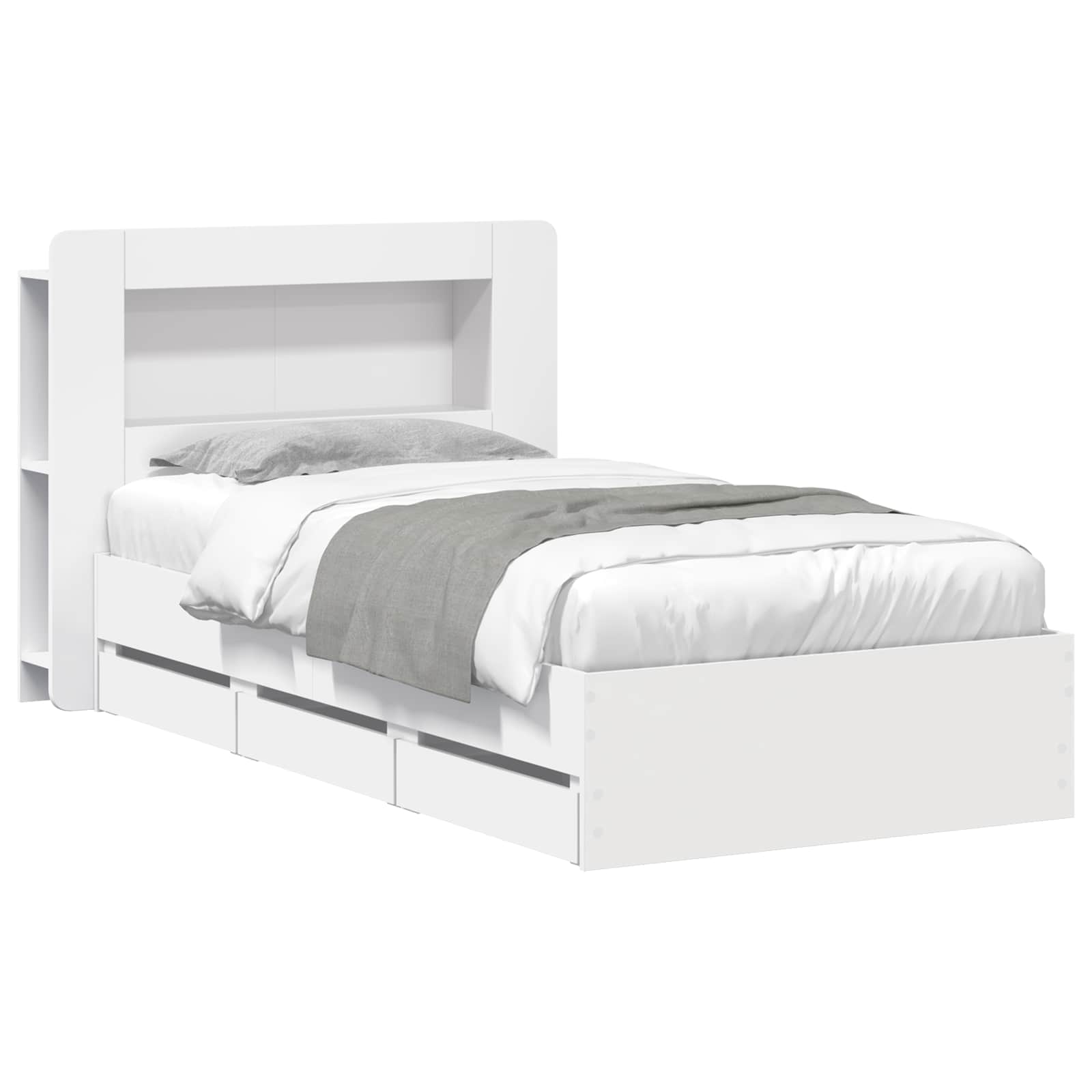 Okvir kreveta s pohranom Bijela 75 x 190 cm Konstruirano drvo