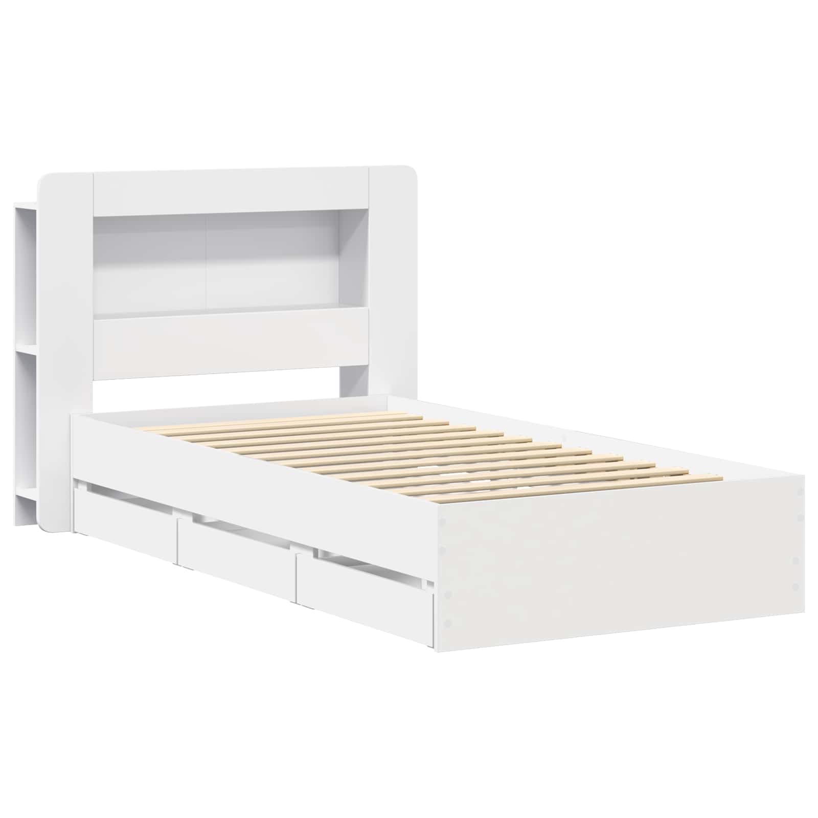 Okvir kreveta s pohranom Bijela 75 x 190 cm Konstruirano drvo