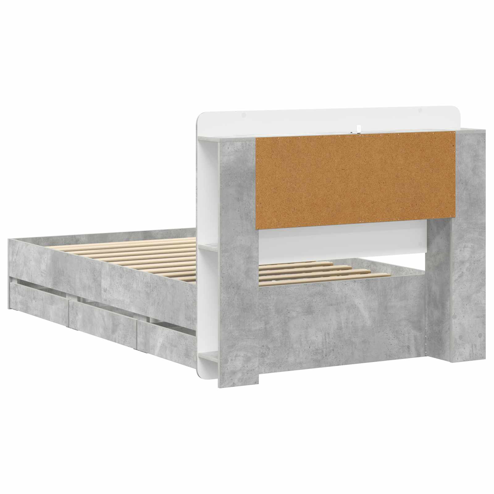 Okvir kreveta s pohranom s uzglavljem Betonska siva 80 x 200 cm