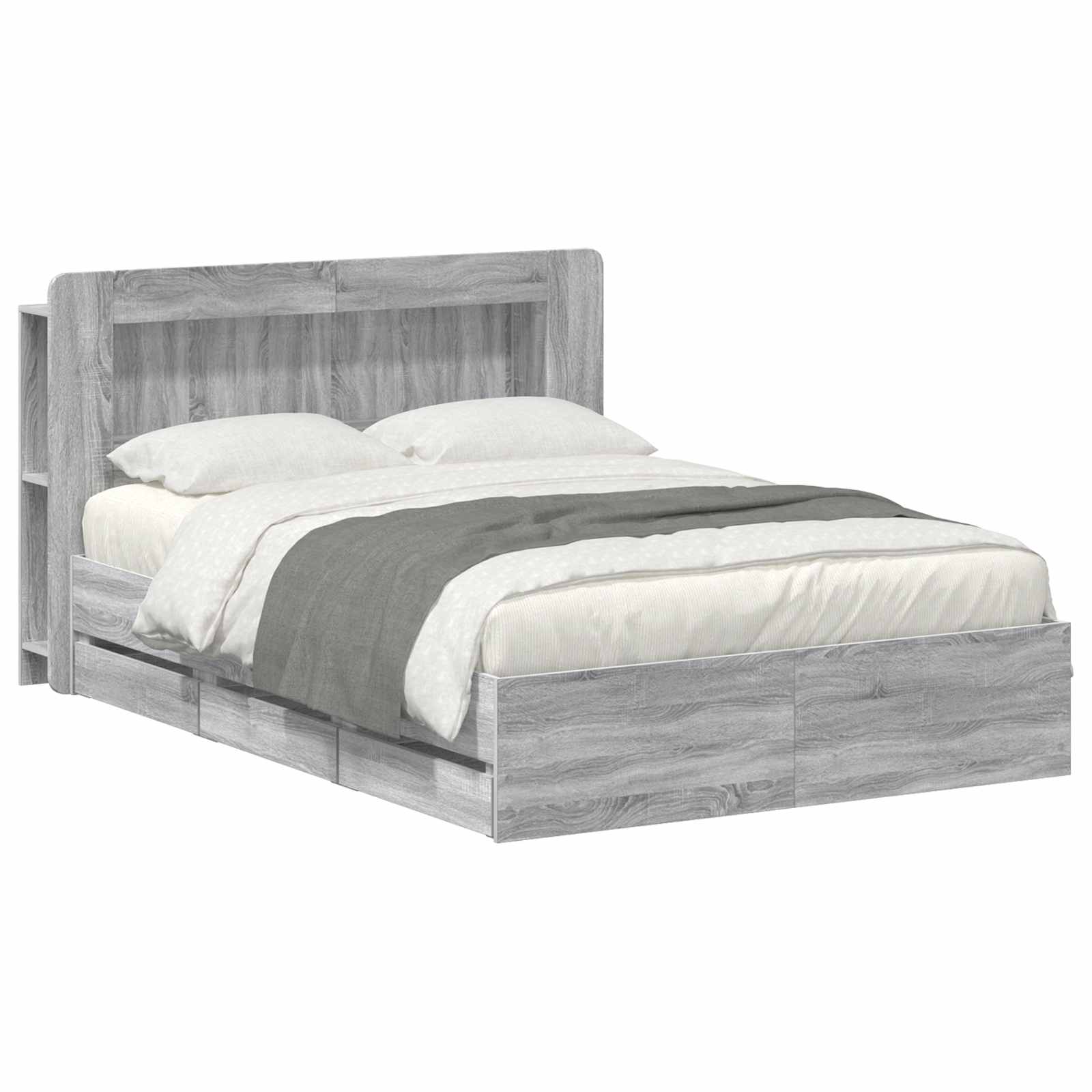 Okvir kreveta s pohranom s uzglavljem Siva Sonoma 140 x 200 cm