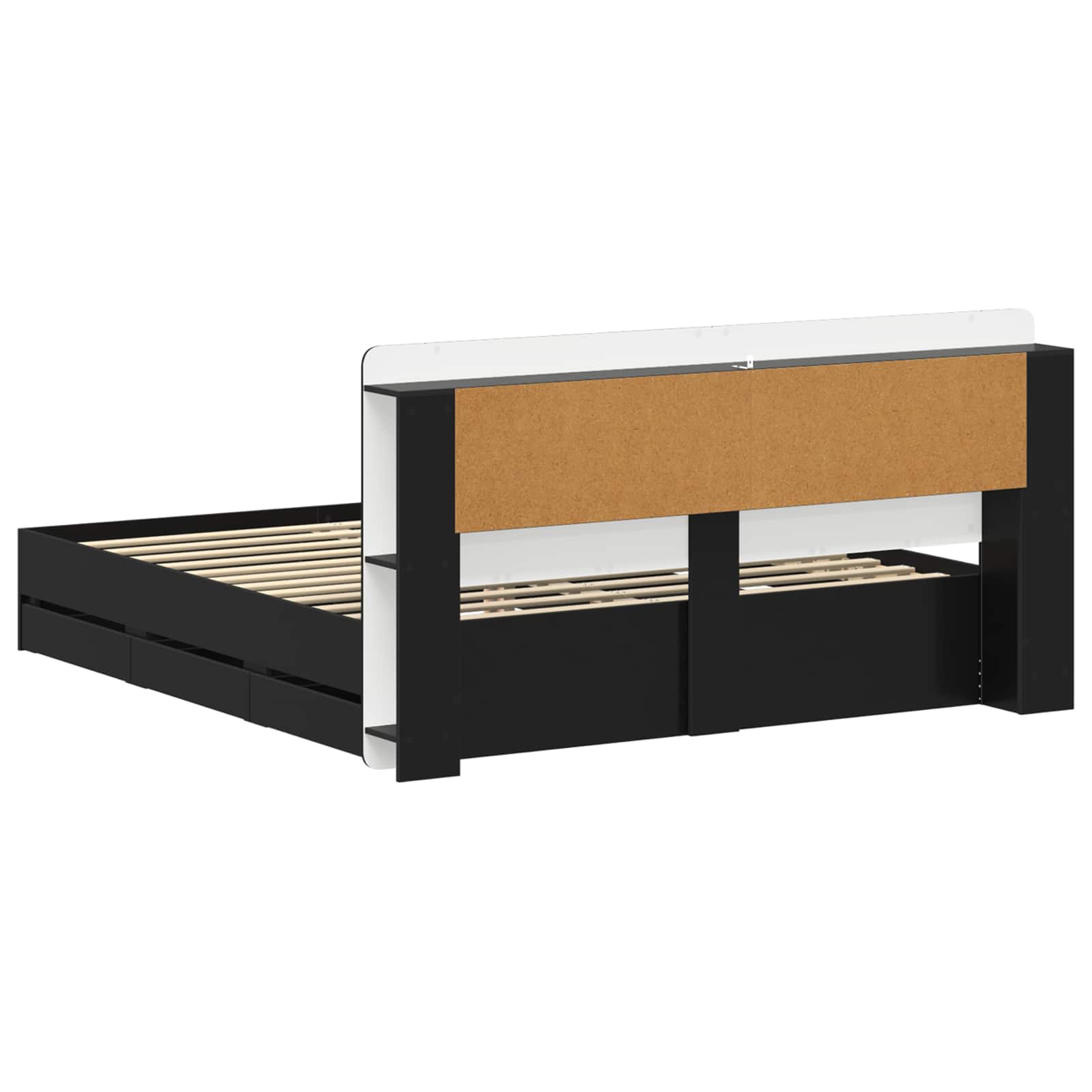 Okvir kreveta s pohranom Crna 180 x 200 cm Konstruirano drvo