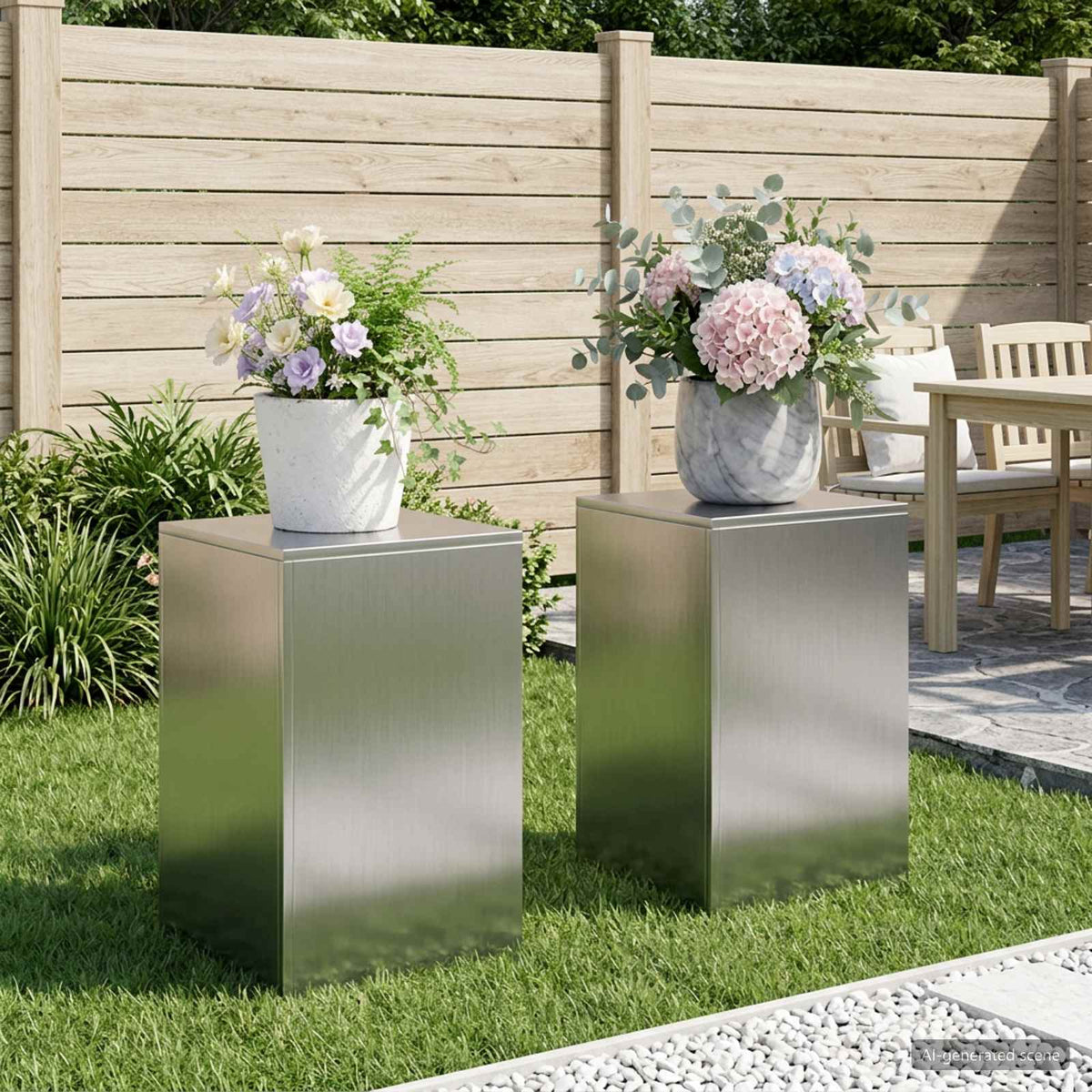 Stalak za biljke 2 pcs Srebrna 40 x 40 x 60 cm Nehrđajući čelik