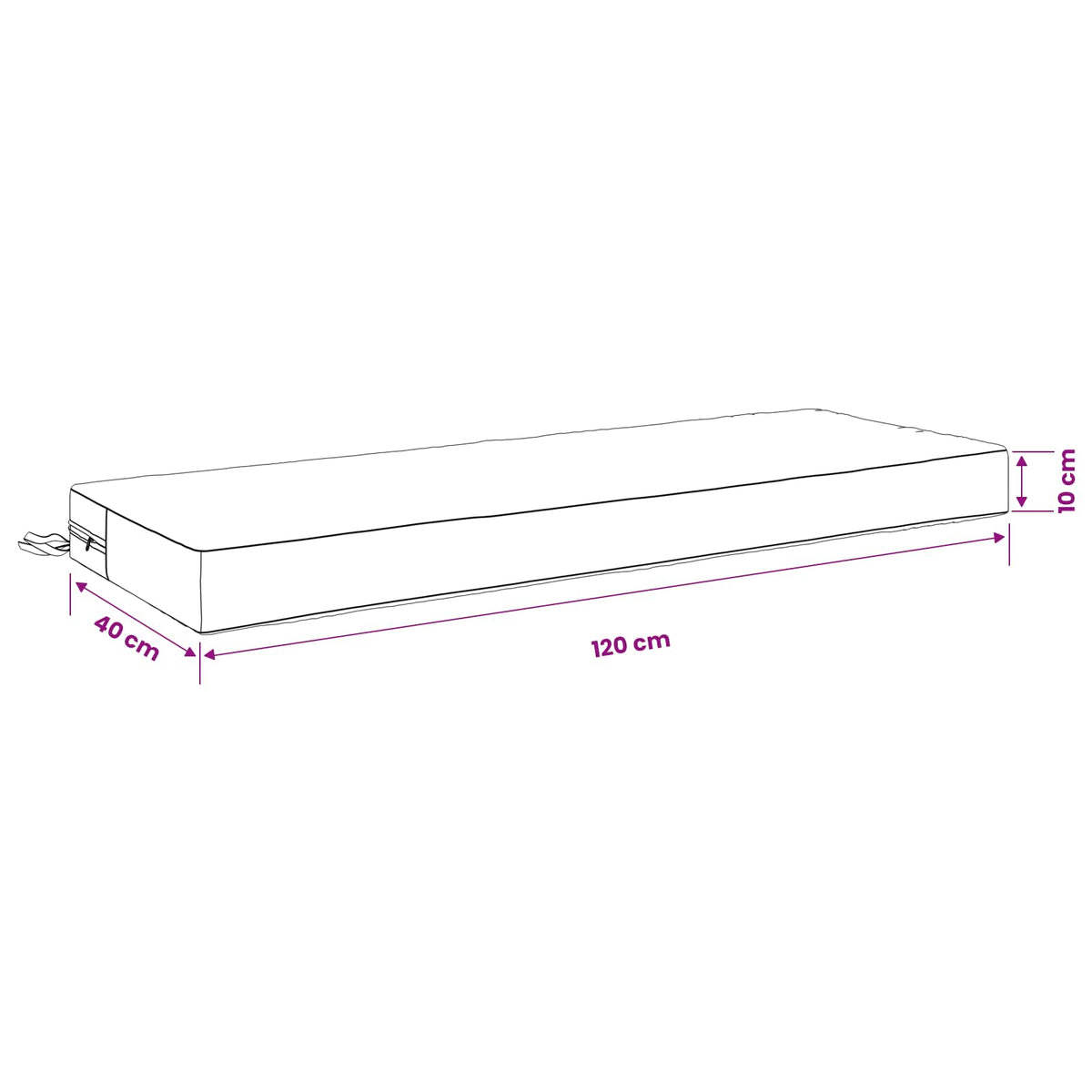 Jastuk za sjedalo SOEST 100% poliester Krem 120 x 40 x 10 cm