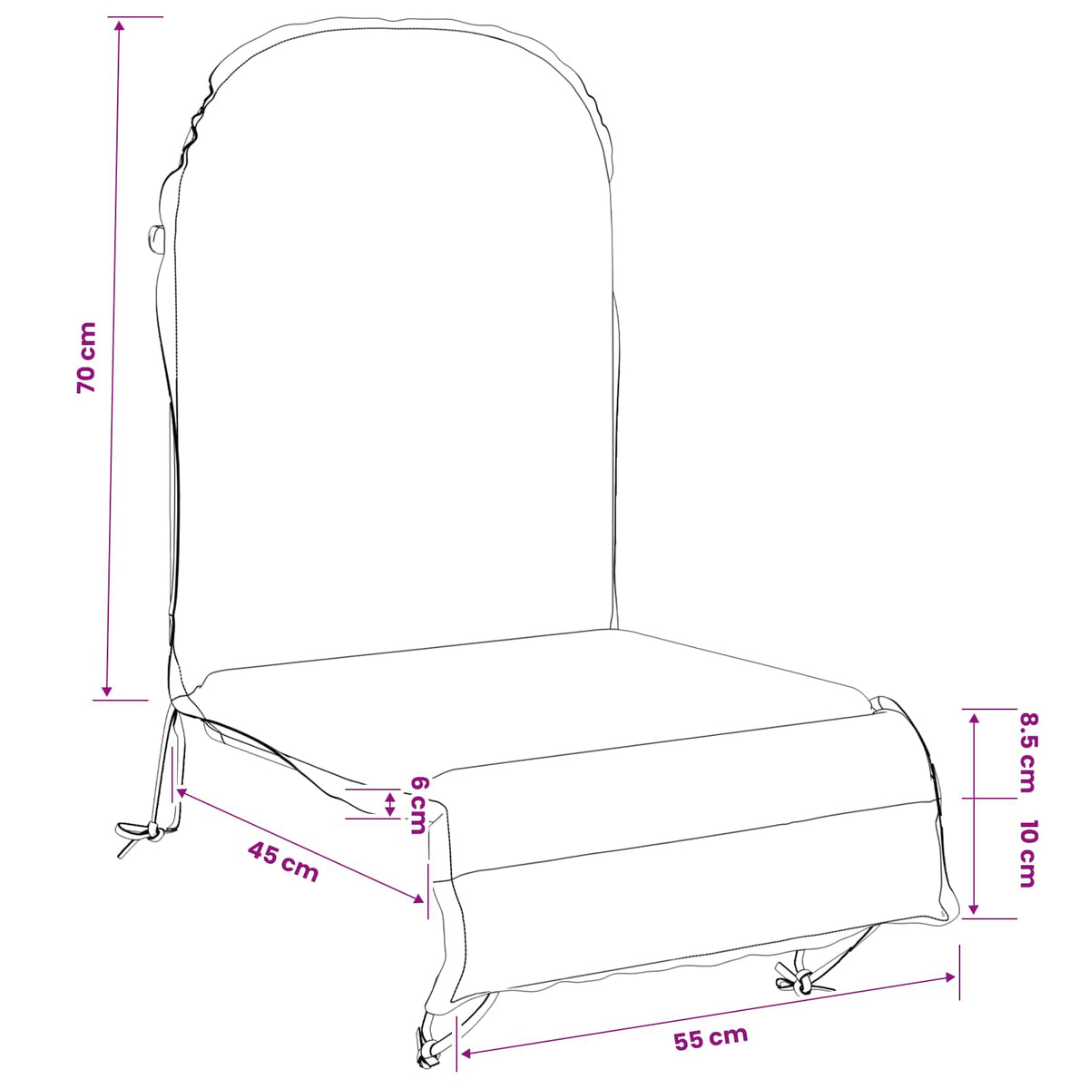 Jastuk za sunčanje GEMERT 100% poliester Crna 55 x 135 x 6 cm