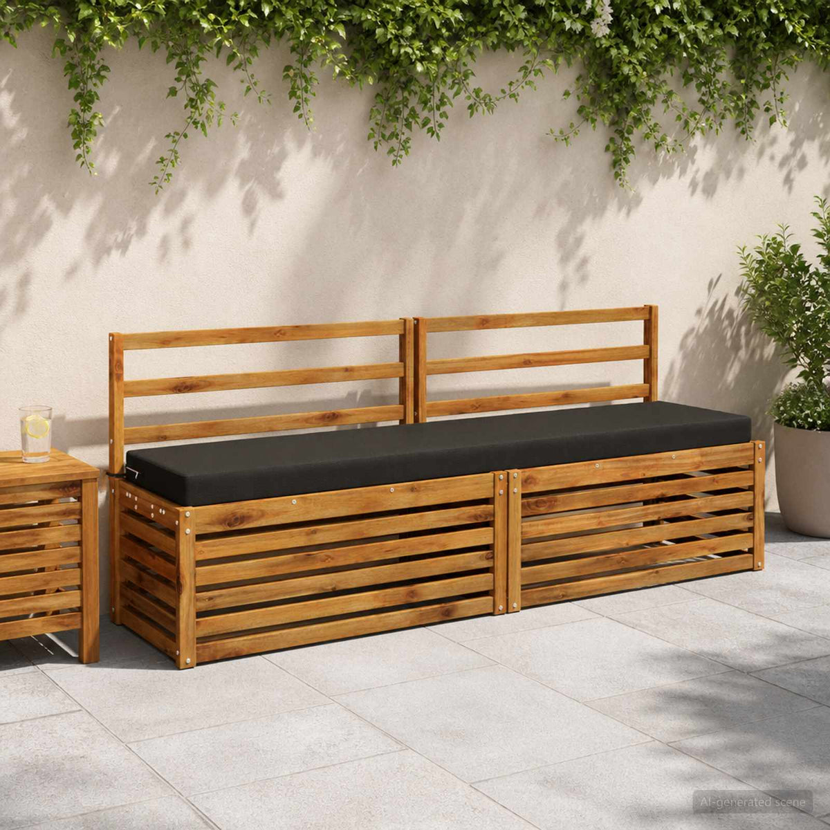 Jastučić za klupu SOEST 100% poliester Crna 170 x 40 x 8 cm
