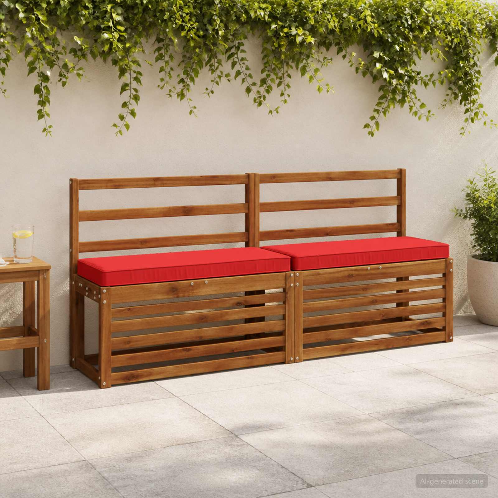 Jastučići za klupe - 2 dijela VUGHT 2 pcs 100% poliester Crvena