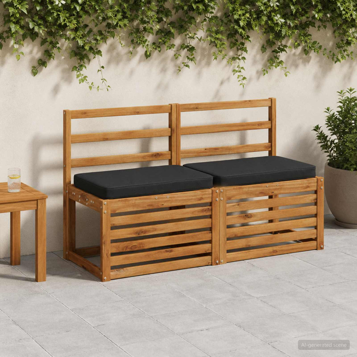 Jastučići za klupe - 2 dijela VUGHT 2 pcs 100% poliester Crna