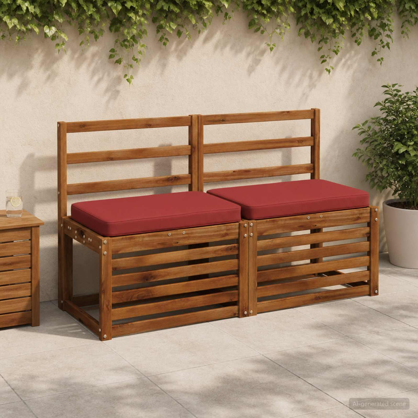 Jastučići za klupe - 2 dijela VUGHT 2 pcs 100% poliester Crvena