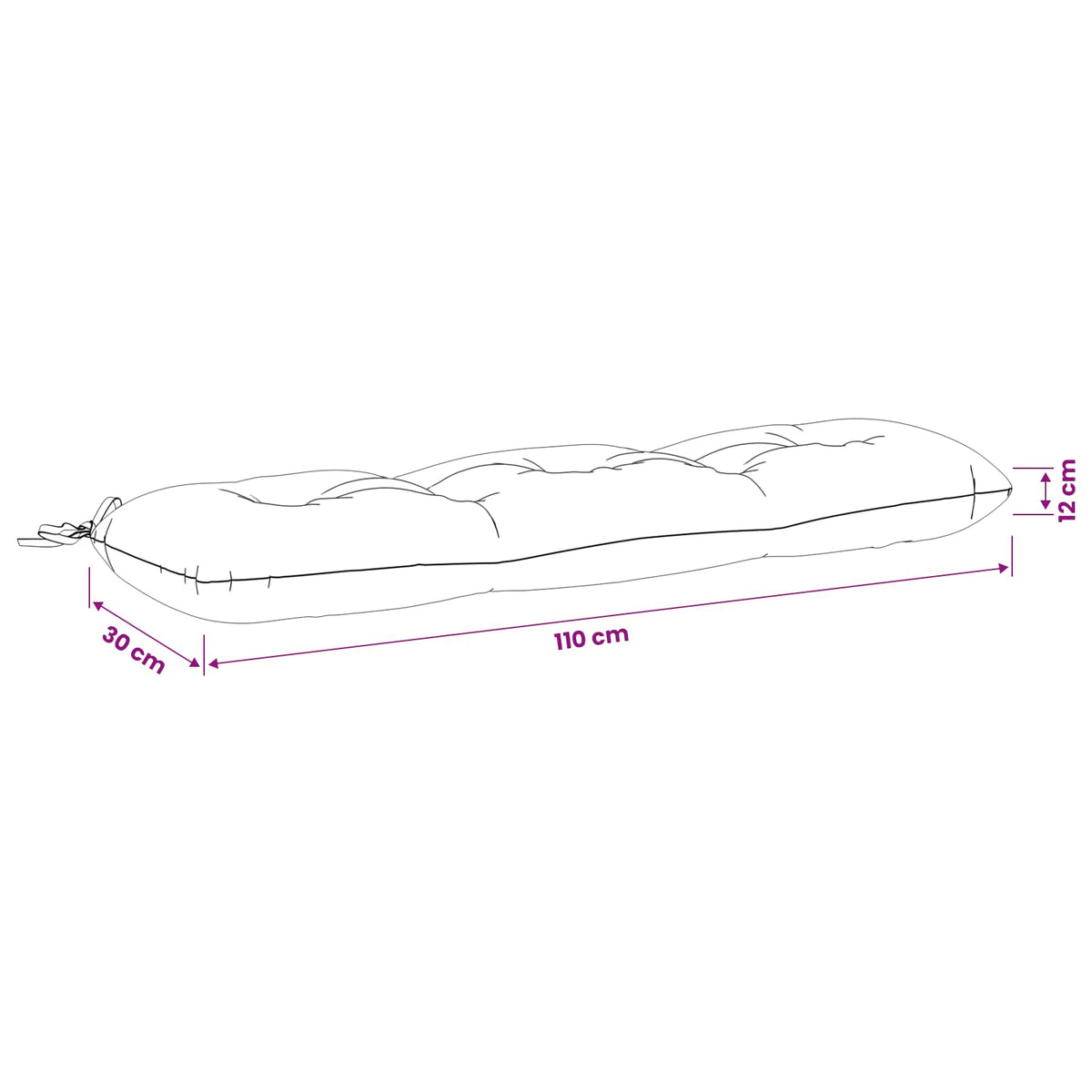 Jastučić za klupu VIANEN 100% poliester Crna 110 x 30 x 12 cm