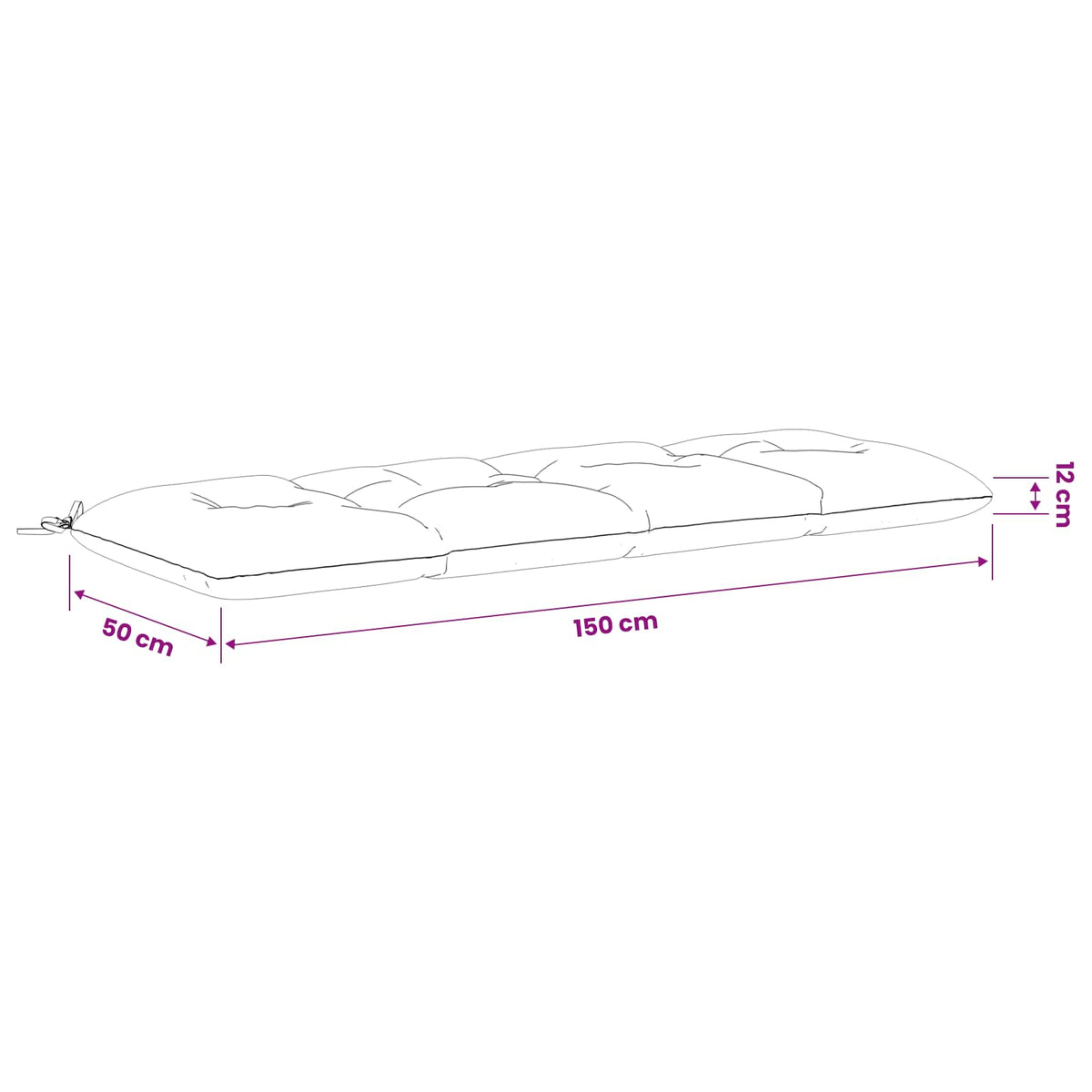 Jastučić za klupu VIANEN 100% poliester Siva 150 x 50 x 12 cm