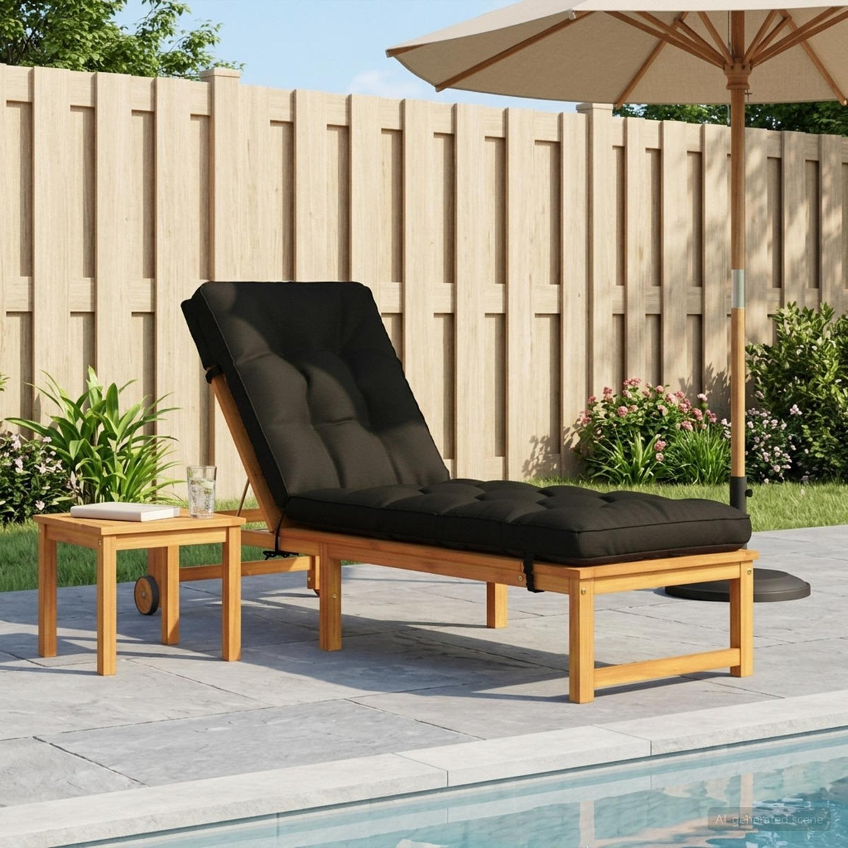 Jastučić za ležaljku VIANEN 100% poliester Crna 200 x 60 x 8 cm