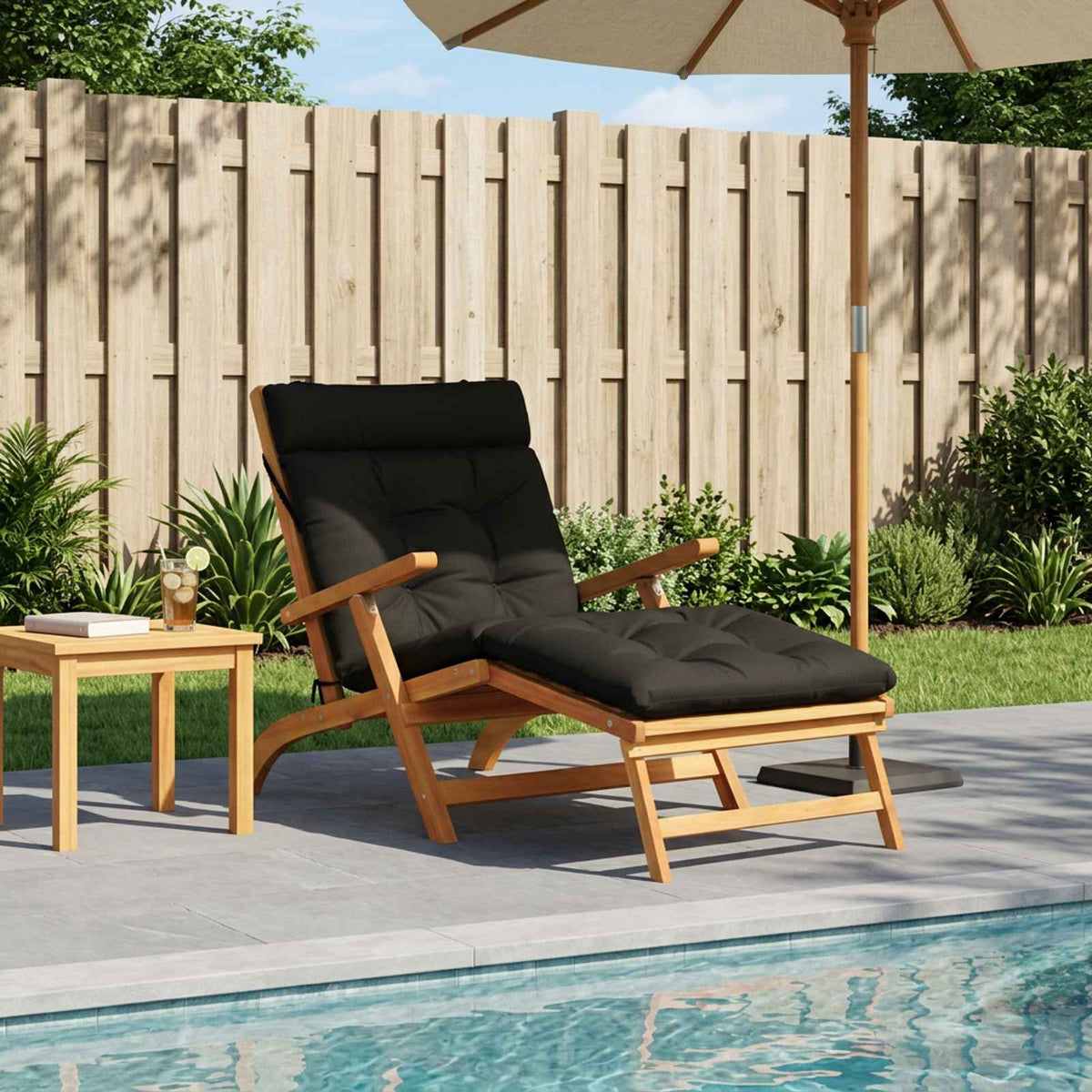 Jastučić za ležaljku VIANEN 100% poliester Crna 200 x 90 x 8 cm