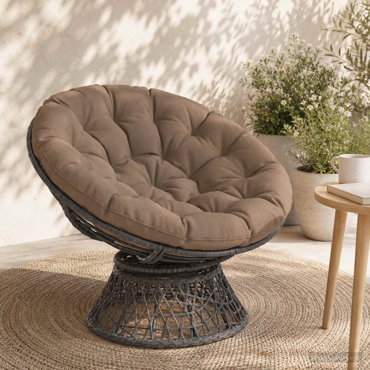 Papasan jastučić VIANEN 100% poliester Sivosmeđa Ø 130 x 12 cm