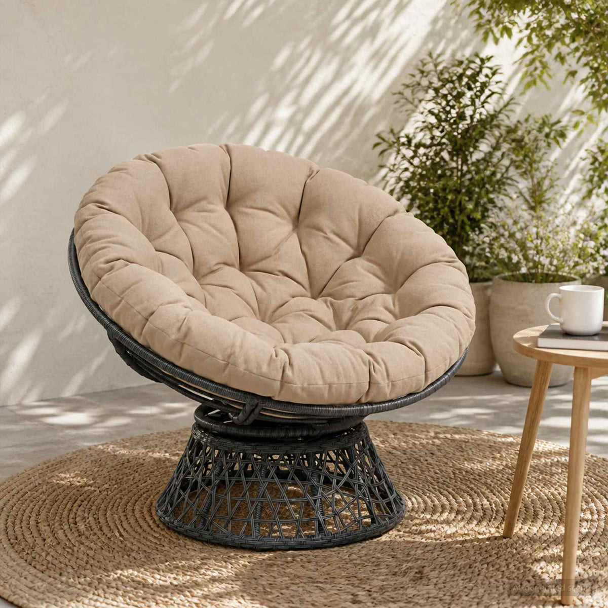 Papasan jastučić VIANEN 100% poliester Pijesak Ø 130 x 12 cm
