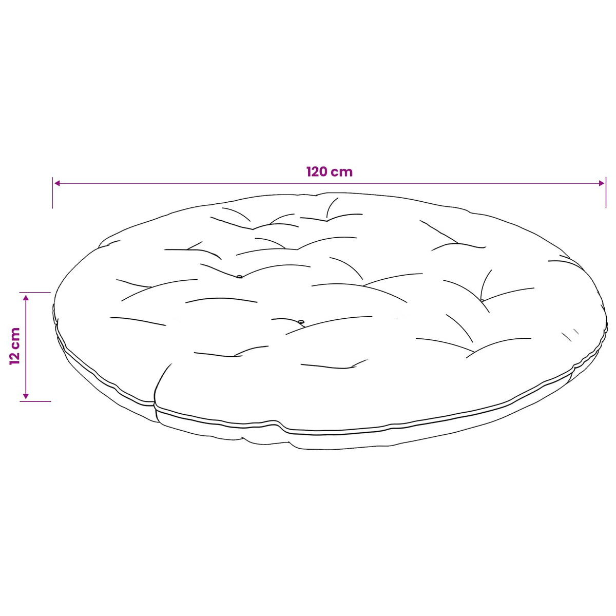 Papasan jastučić VIANEN 100% poliester Antracit Ø 120 x 12 cm