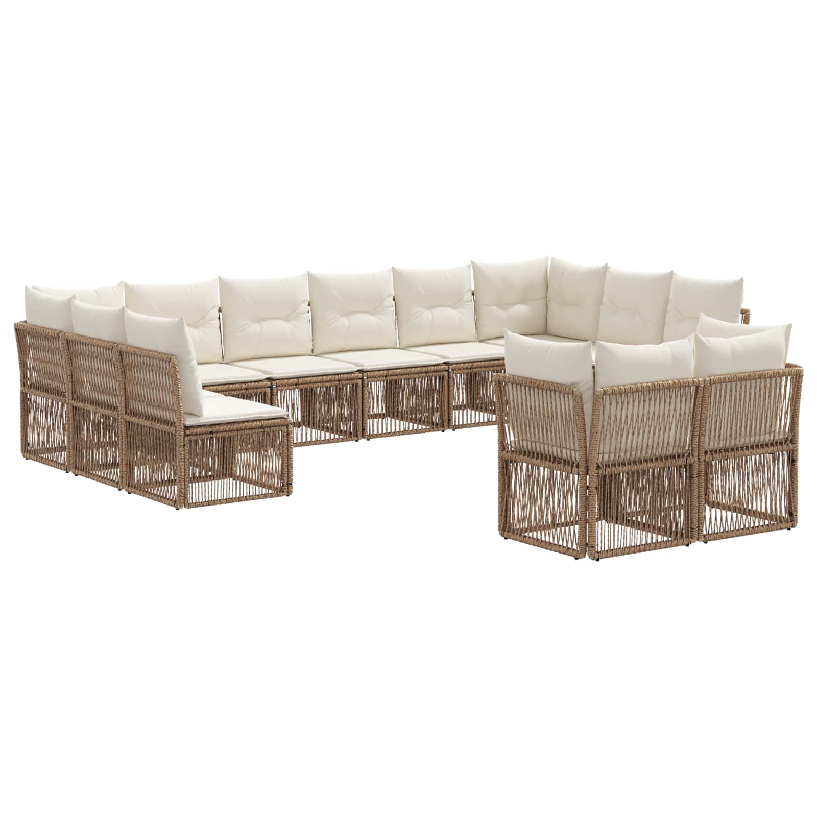 Sjedeća garnitura za vrt 12 pcs Bež poliratan