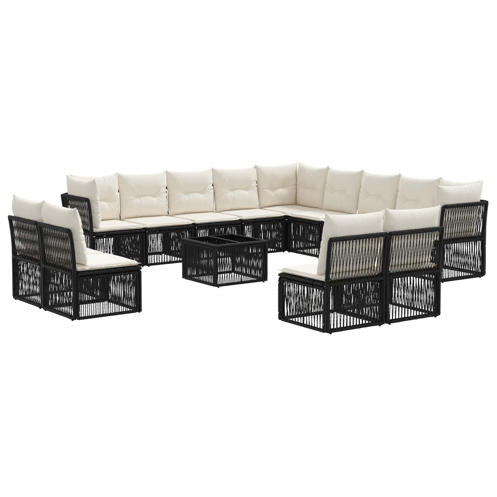 Sjedeća garnitura za vrt 14 pcs Crna poliratan