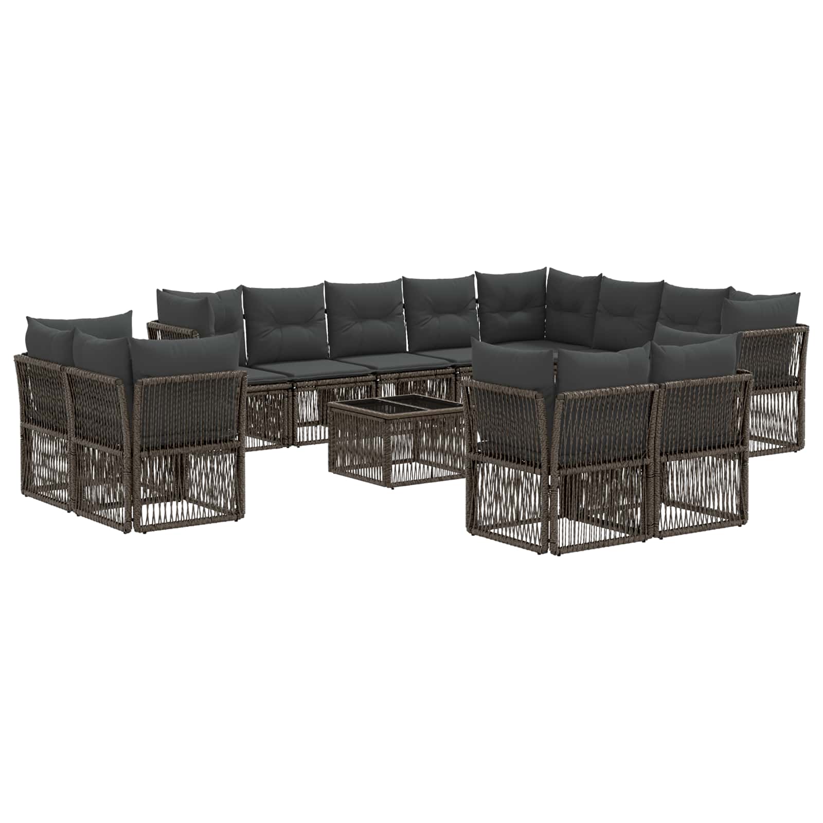 Sjedeća garnitura za vrt 13 kom. Siva poliratan