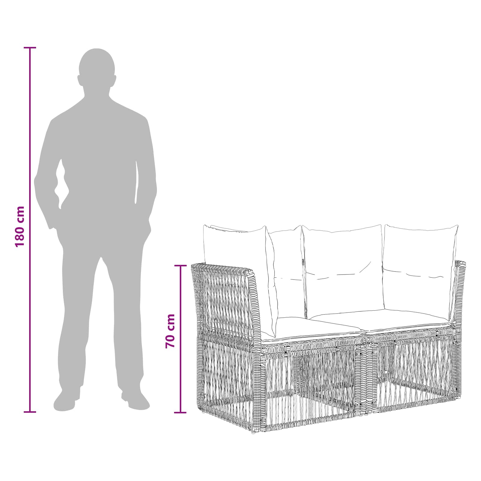 Sjedeća garnitura za vrt 13 kom. Siva poliratan