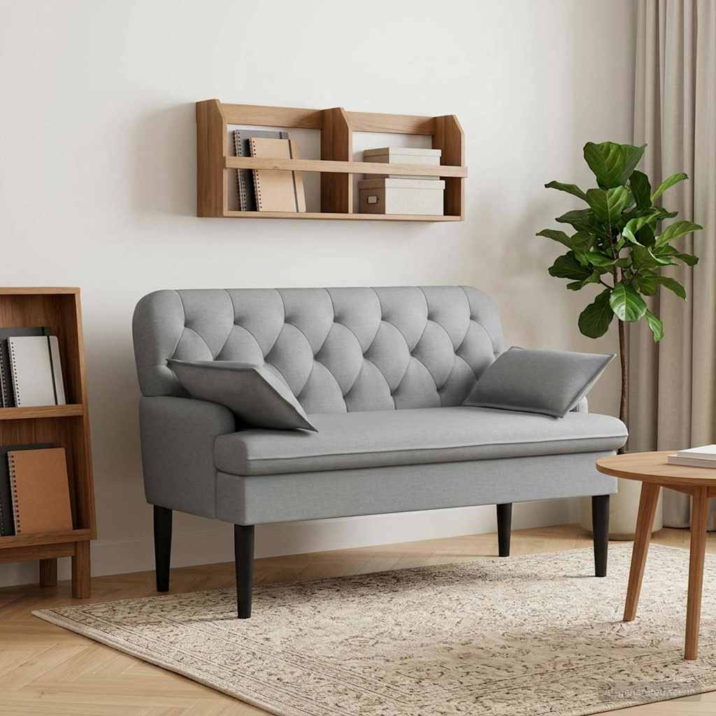Ljubavni kauč s gumbima Svjetlosiva 111 x 68 x 80 cm Tkanina