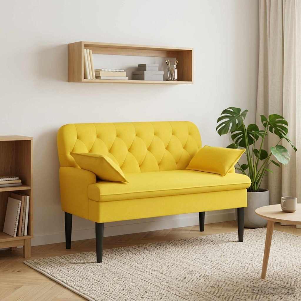 Ljubavni kauč s gumbima Svijetlo žuta 111 x 68 x 80 cm Tkanina
