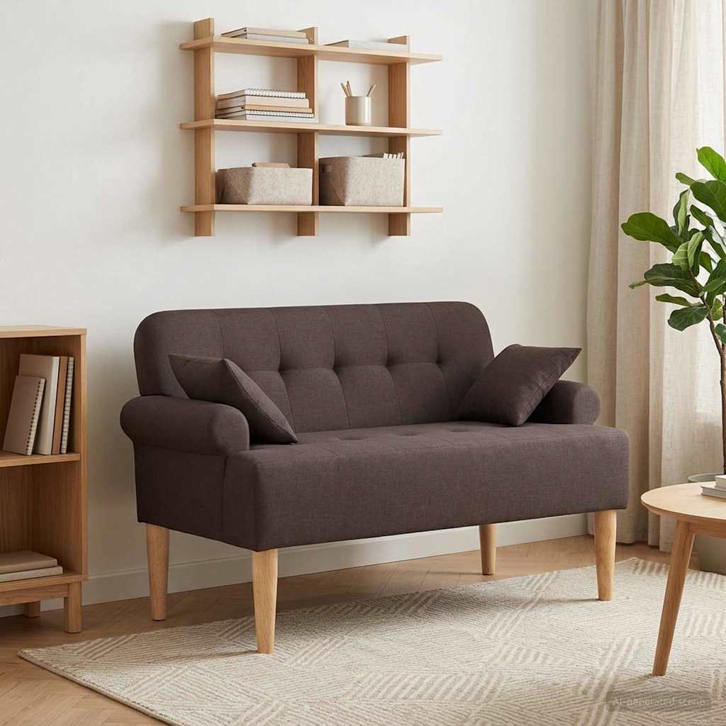 Ljubavni kauč s gumbima Tamno smeđa 120 x 65 x 79 cm Tkanina