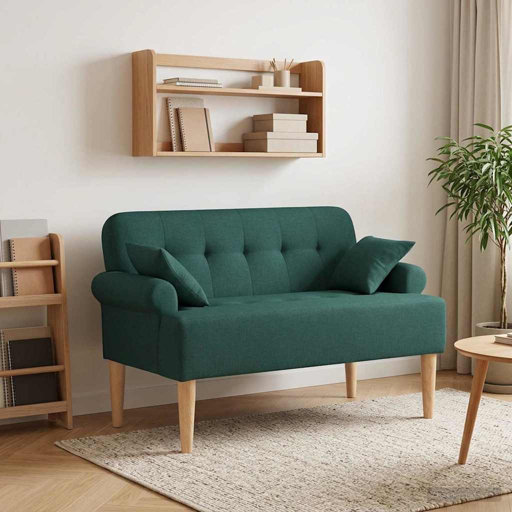Ljubavni kauč s gumbima Tamnozelena 120 x 65 x 79 cm Tkanina