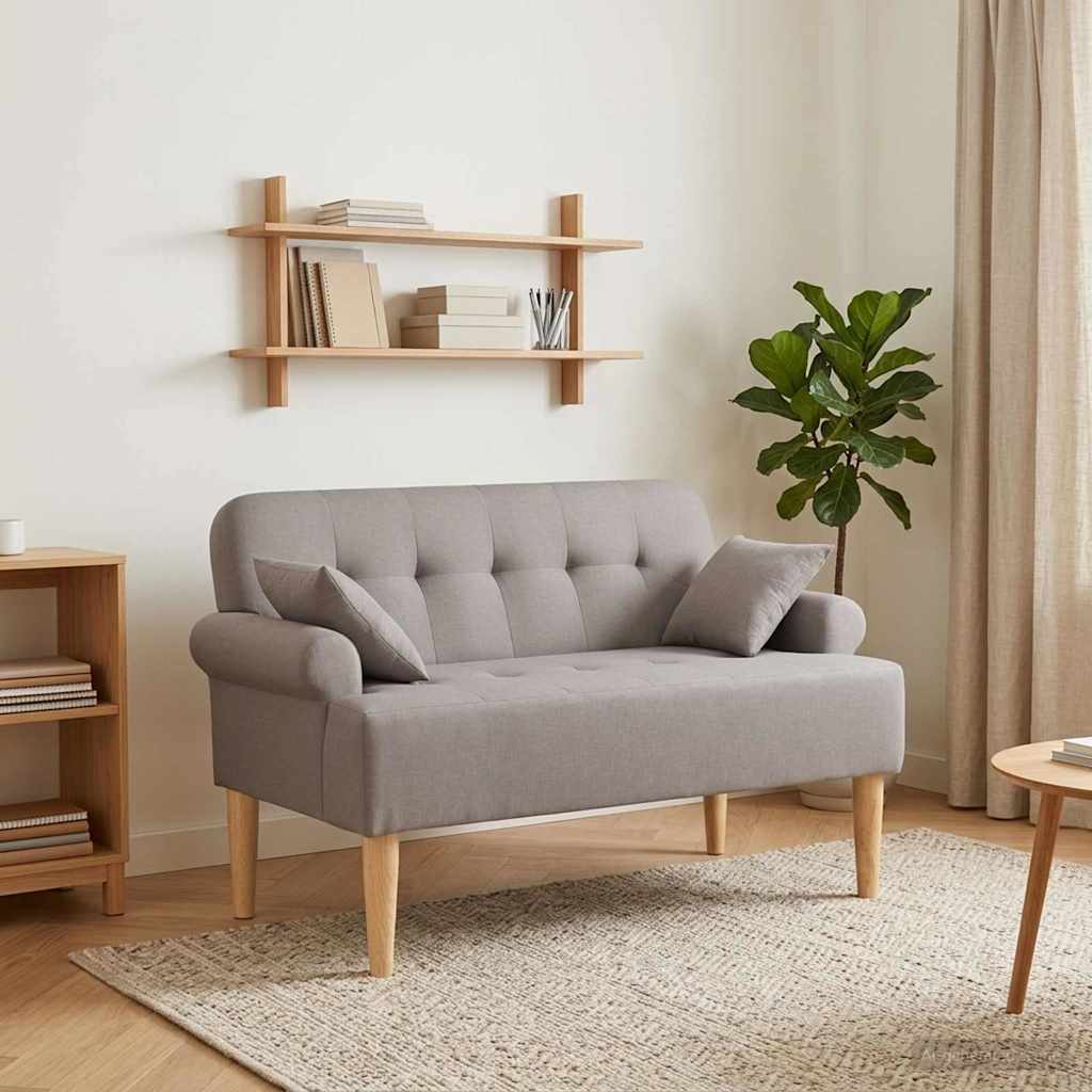 Ljubavni kauč s gumbima Sivosmeđa 120 x 65 x 79 cm Tkanina