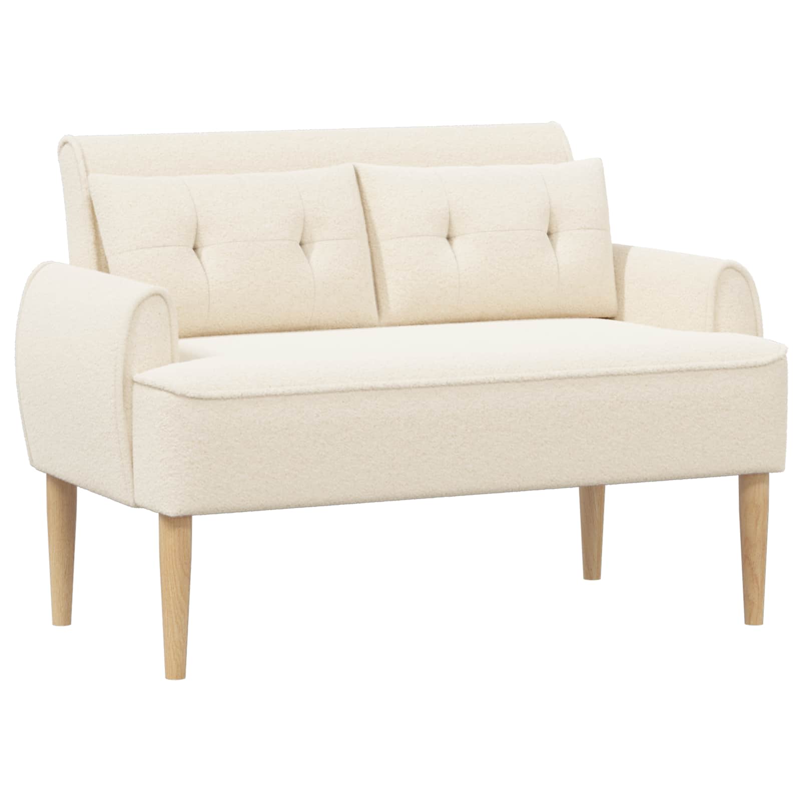 Ljubavni kauč s gumbima Krem 117 x 67 x 77 cm Bouclé
