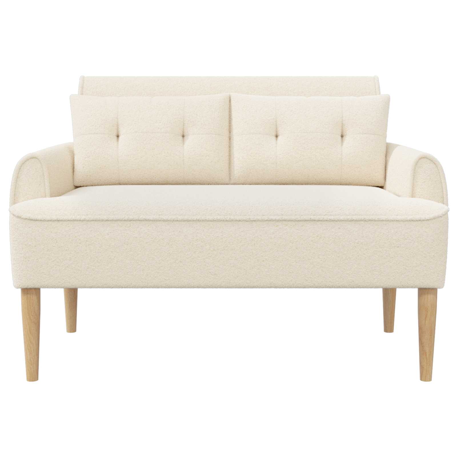 Ljubavni kauč s gumbima Krem 117 x 67 x 77 cm Bouclé