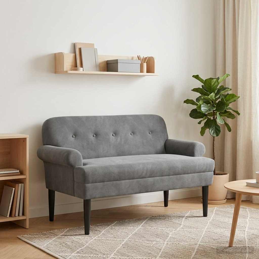 Ljubavni kauč s gumbima Tamnosiva 120 x 66 x 78 cm Baršun