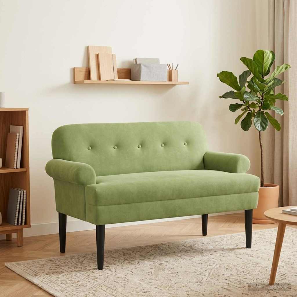 Ljubavni kauč s gumbima Svijetlo zelena 120 x 66 x 78 cm Baršun