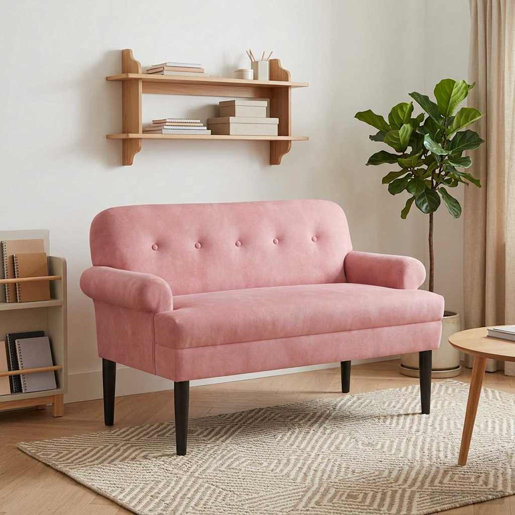 Ljubavni kauč s gumbima Ružičasta 120 x 66 x 78 cm Baršun